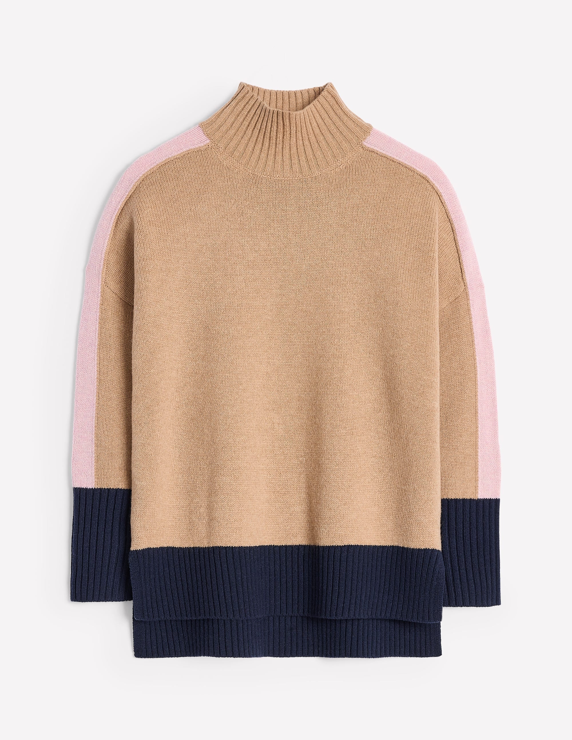 Jessica Oversized Jumper-Camel Melange, Colour Block - Image 6