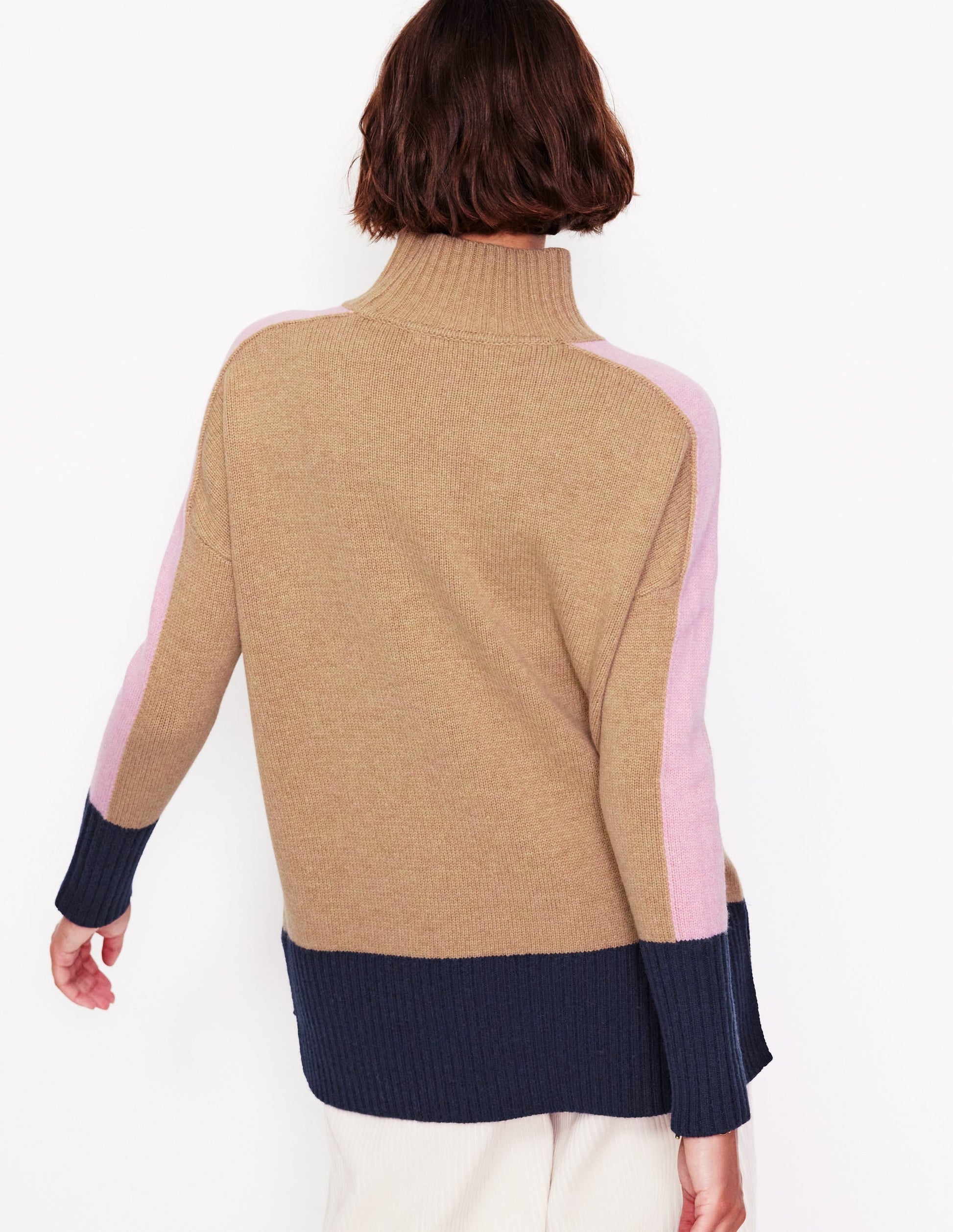 Jessica Oversized Jumper-Camel Melange, Colour Block-3