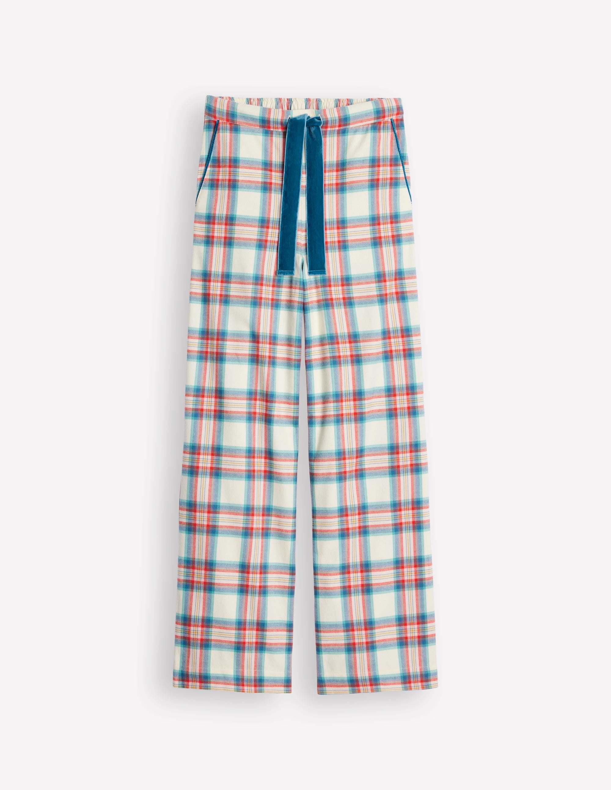 Brushed Cotton Pyjama Trousers-Eggnog & Orange Check - Image 7