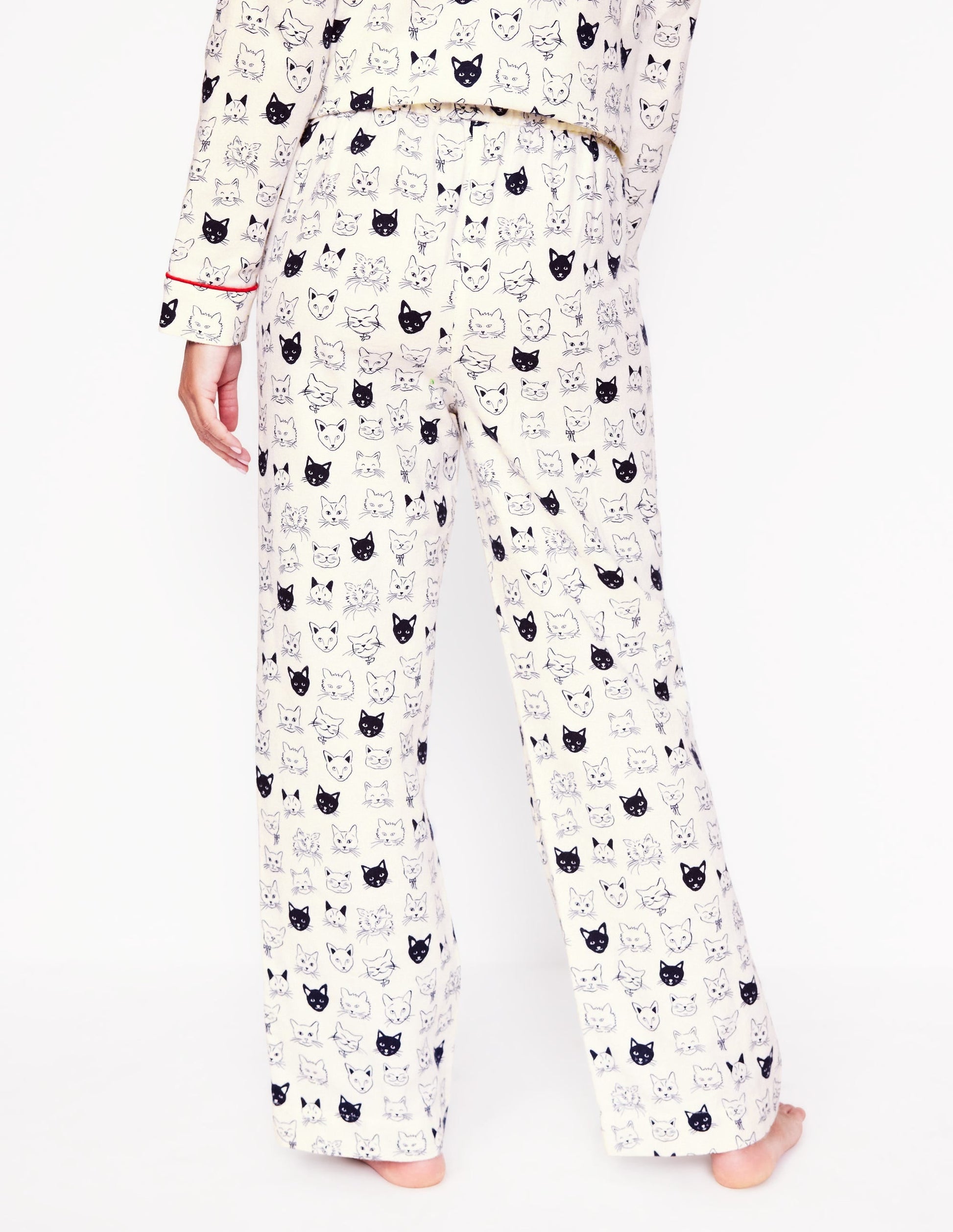 Brushed Cotton Pyjama Trousers-Ivory, Cats-3