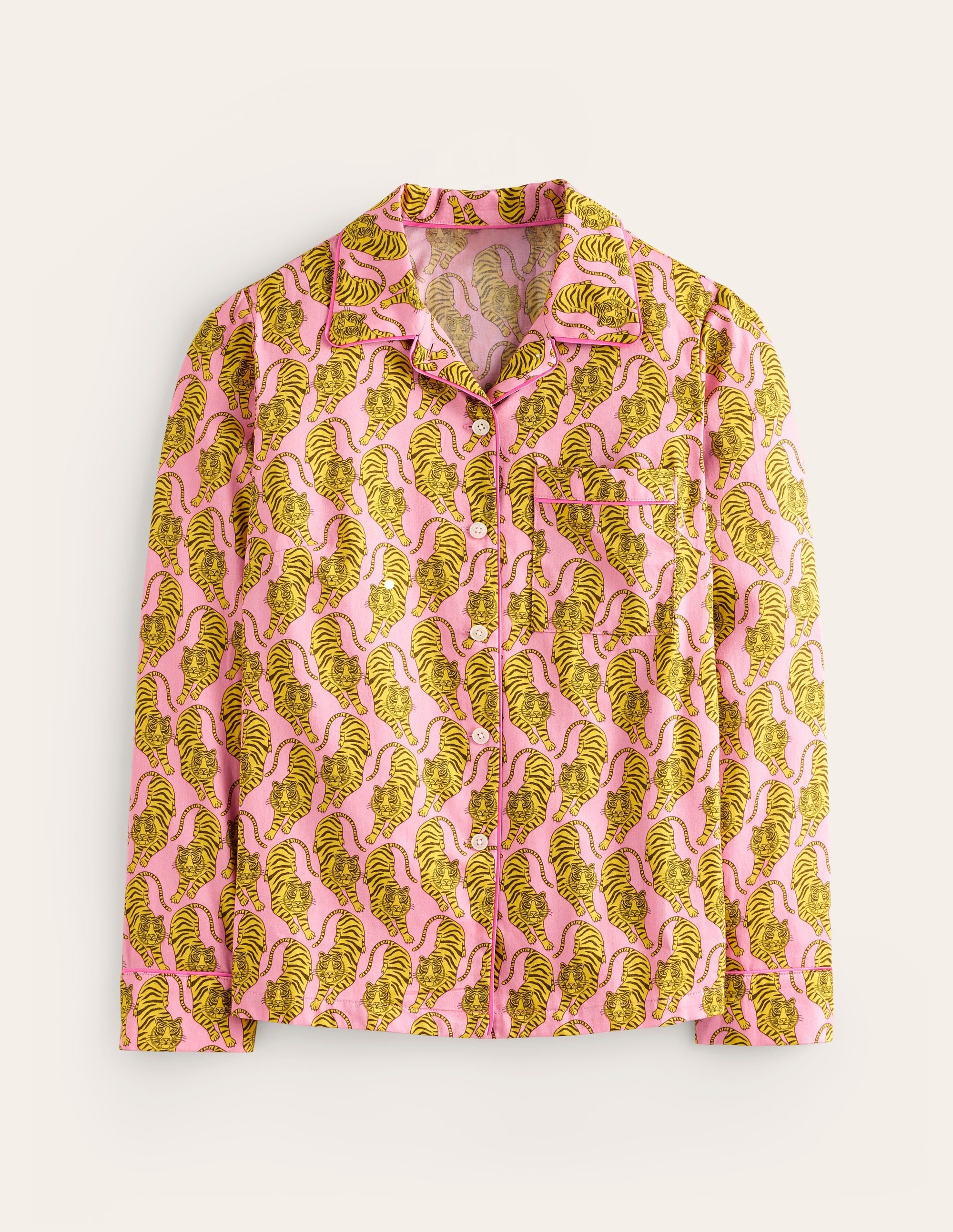 Cotton Sateen Pyjama Shirt-Ceylon Yellow, Tiger - Image 5