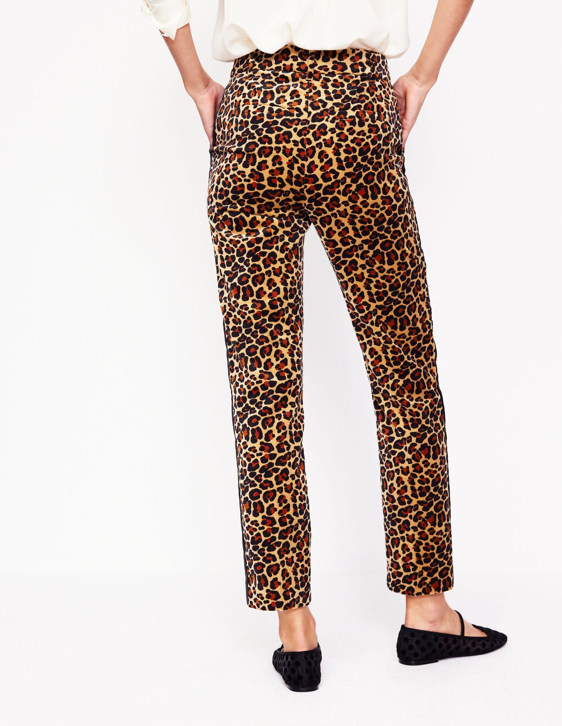 Kew Velvet Trousers-Leopard, Black Side Stripe-3