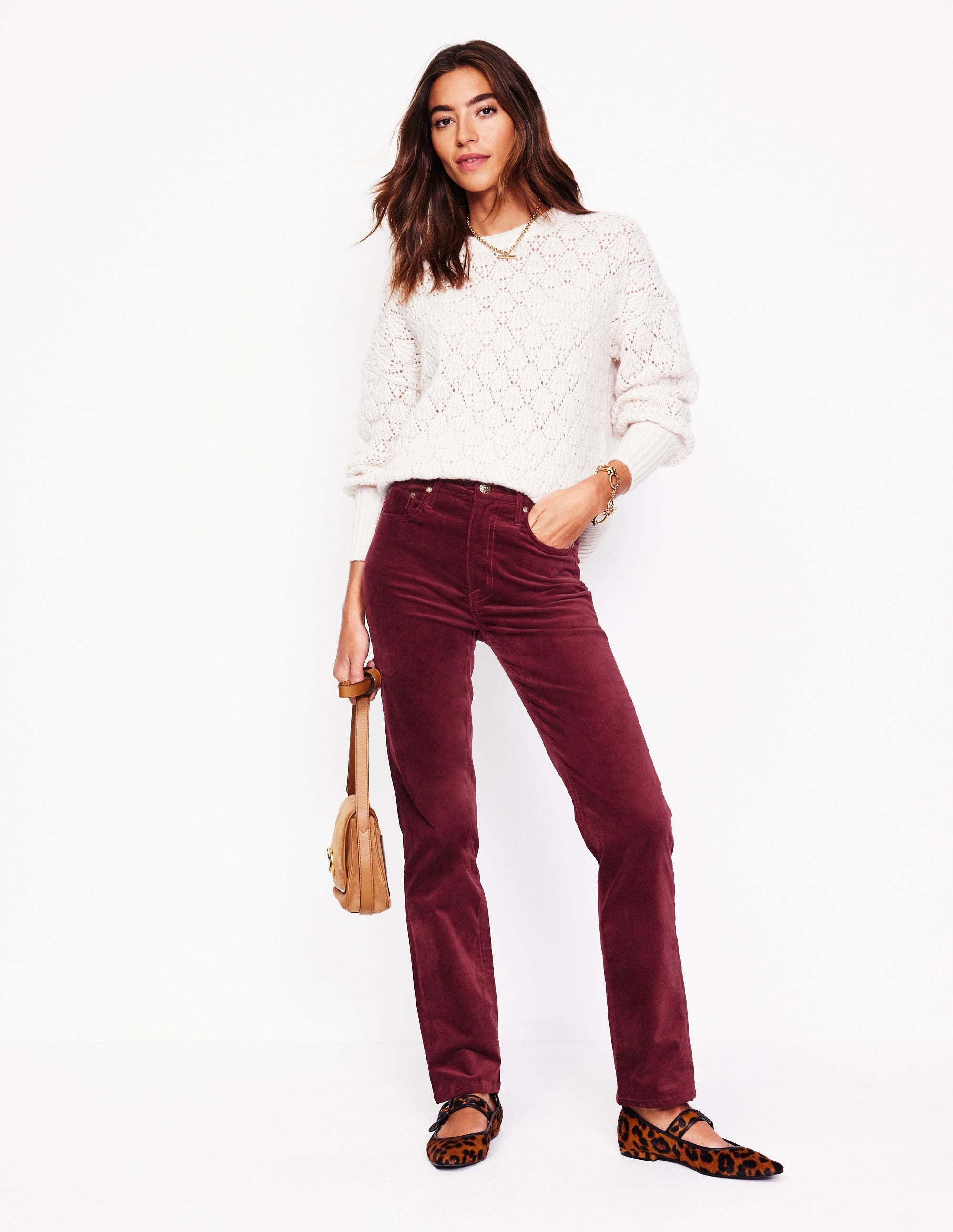 Velveteen 5 Pocket Jeans-Chestnut - Image 1