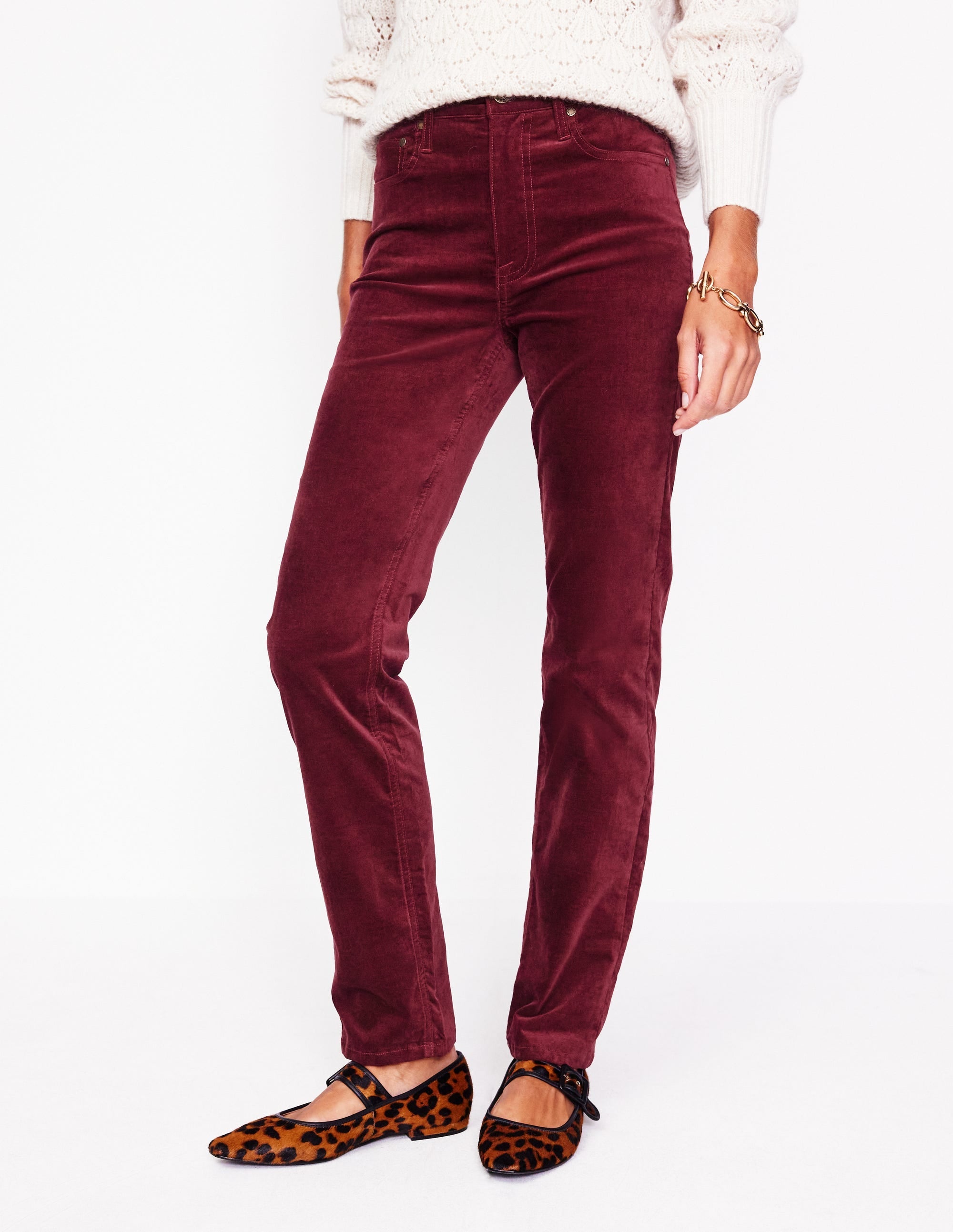 Velveteen 5 Pocket Jeans-Chestnut - Image 4