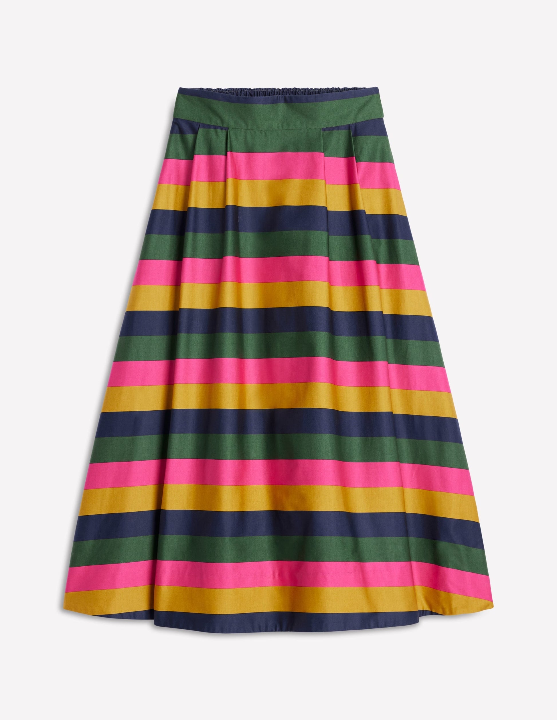 Isabella Cotton Sateen Skirt-Pine, Multi Stripe-6
