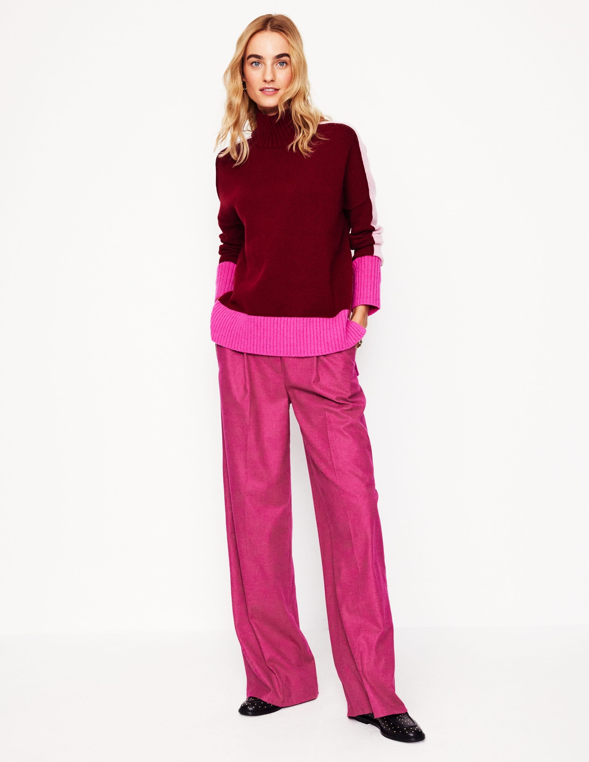 Chiswick Wool Blend Trousers-Cherry Jam - Image 5