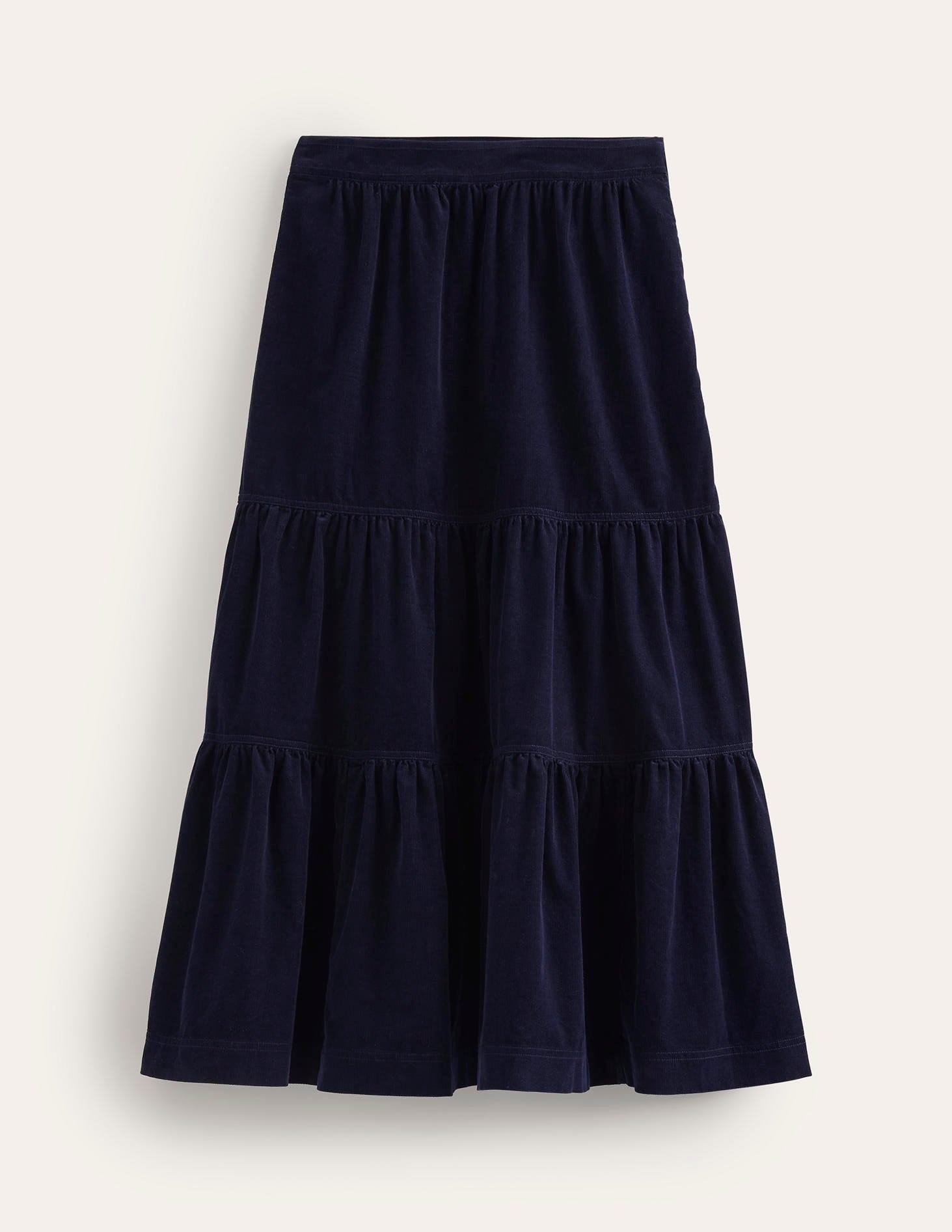 Viv Cord Tiered Maxi Skirt-Navy - Image 5
