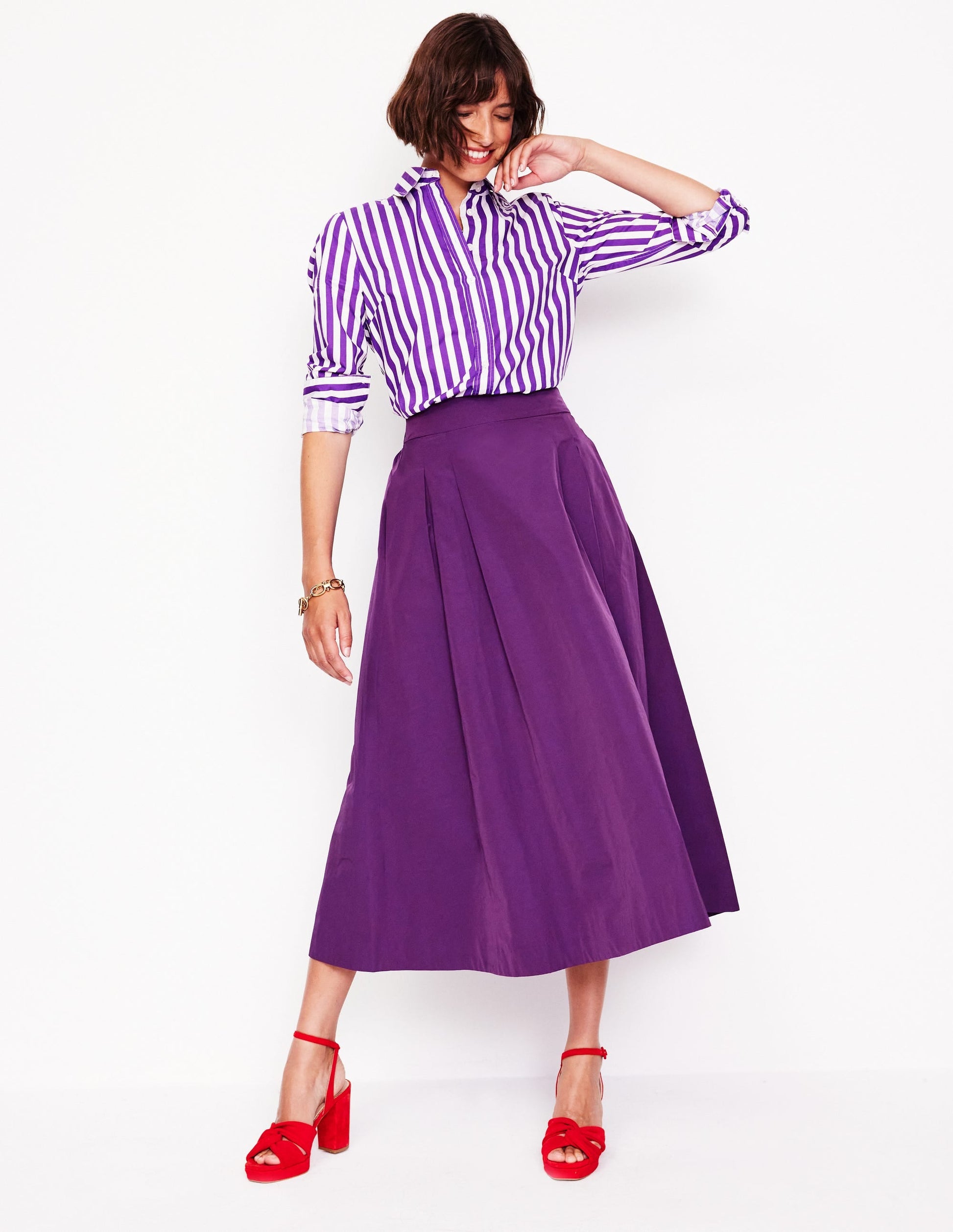 Isabella Taffeta Midi Skirt-Viola-1