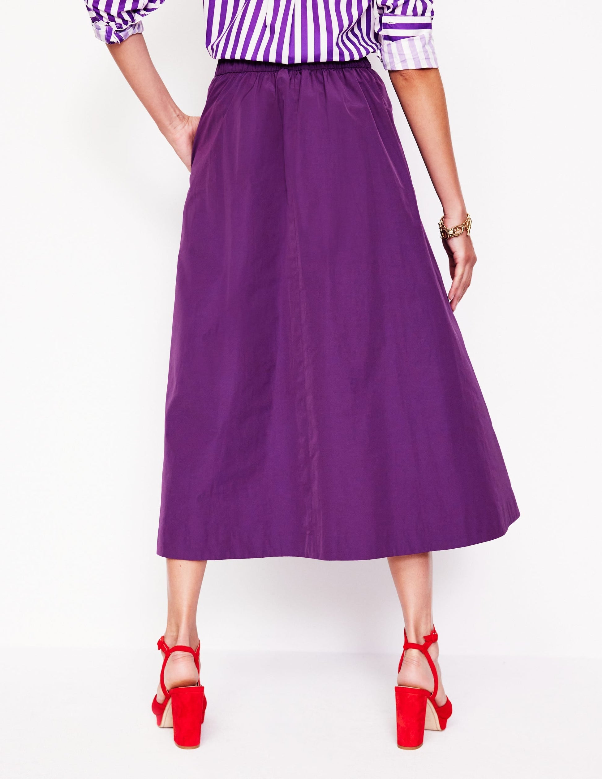 Isabella Taffeta Midi Skirt-Viola-3
