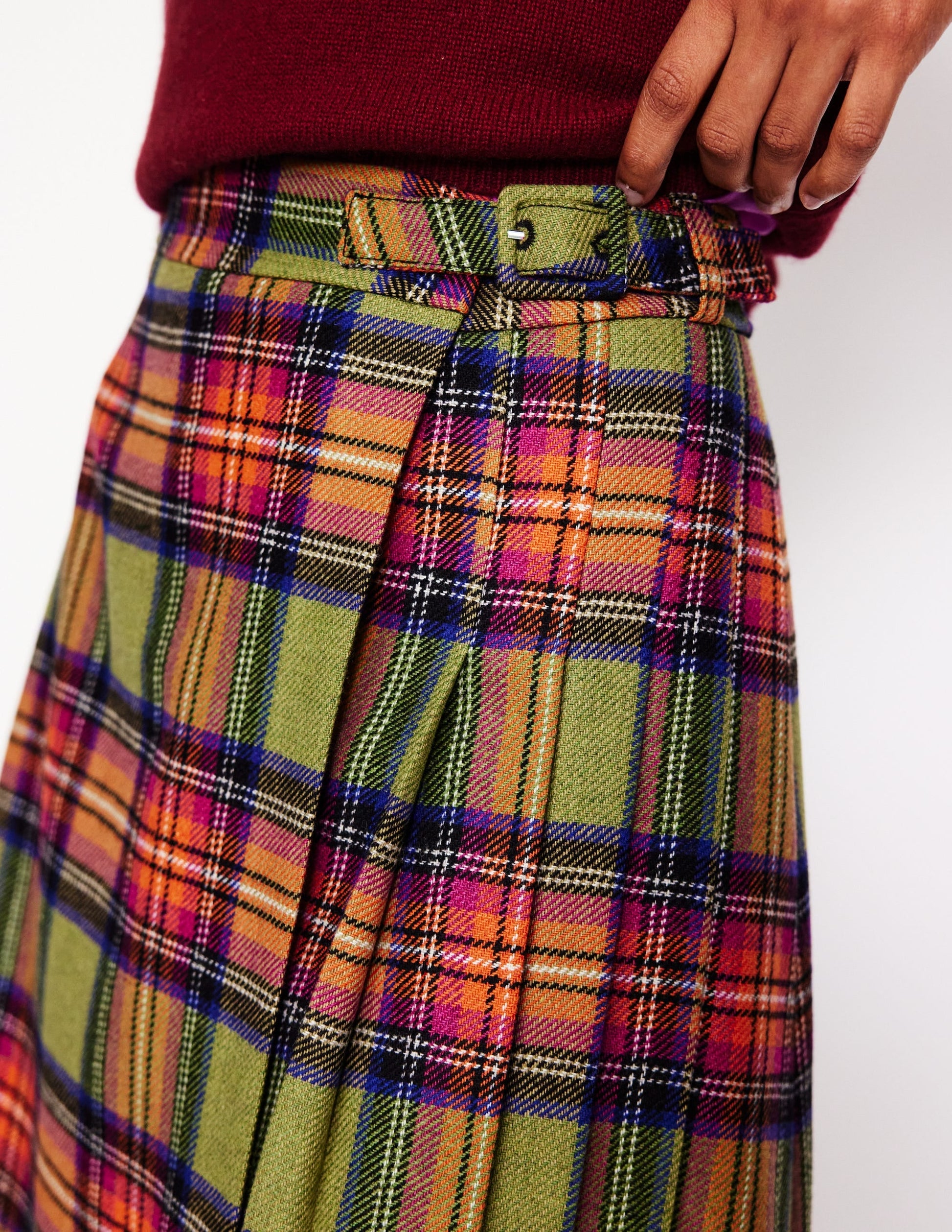 Helen Buckled Kilt-Green and Purple Check-2