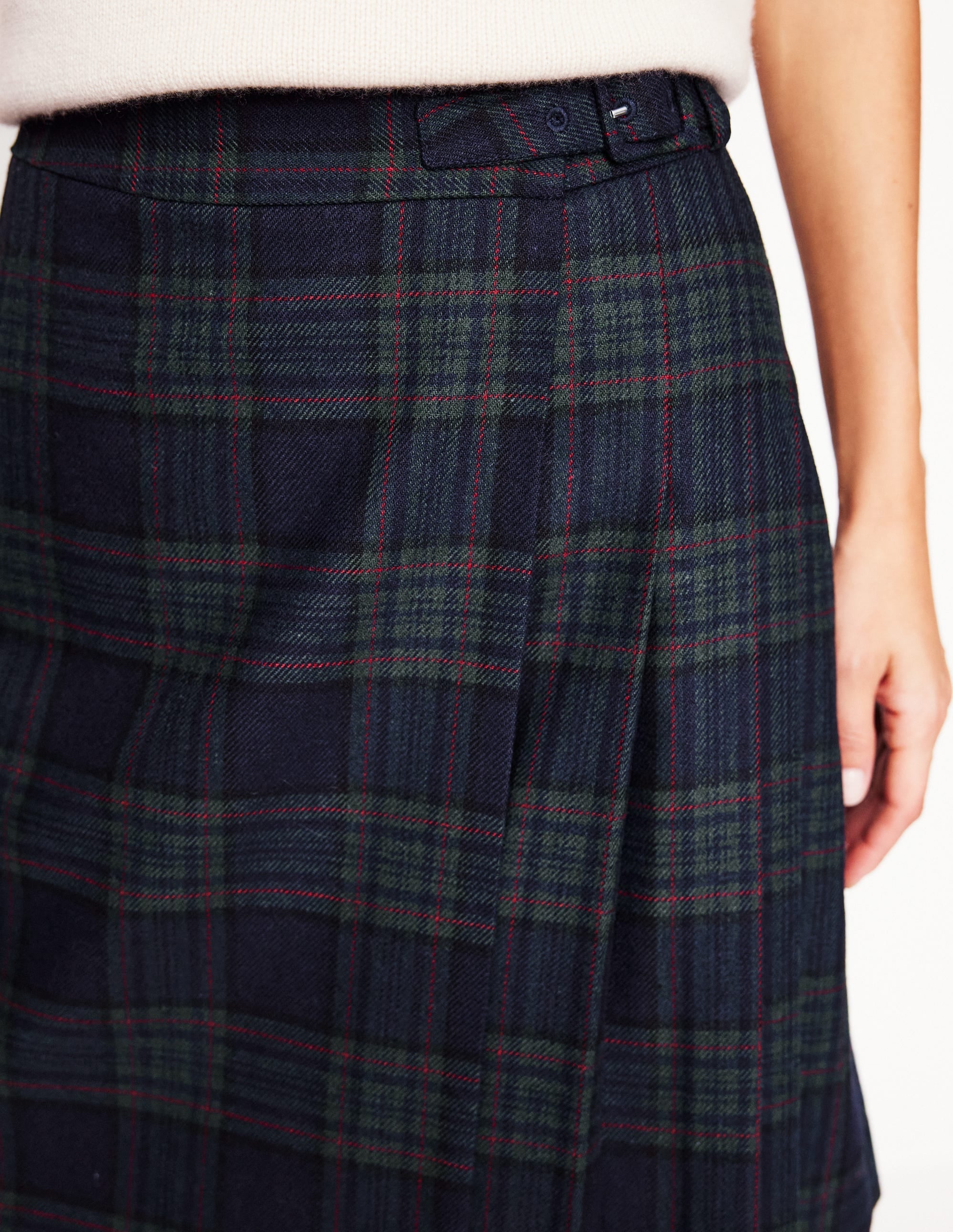 Helen Buckled Kilt-Navy and Green Check - Image 2