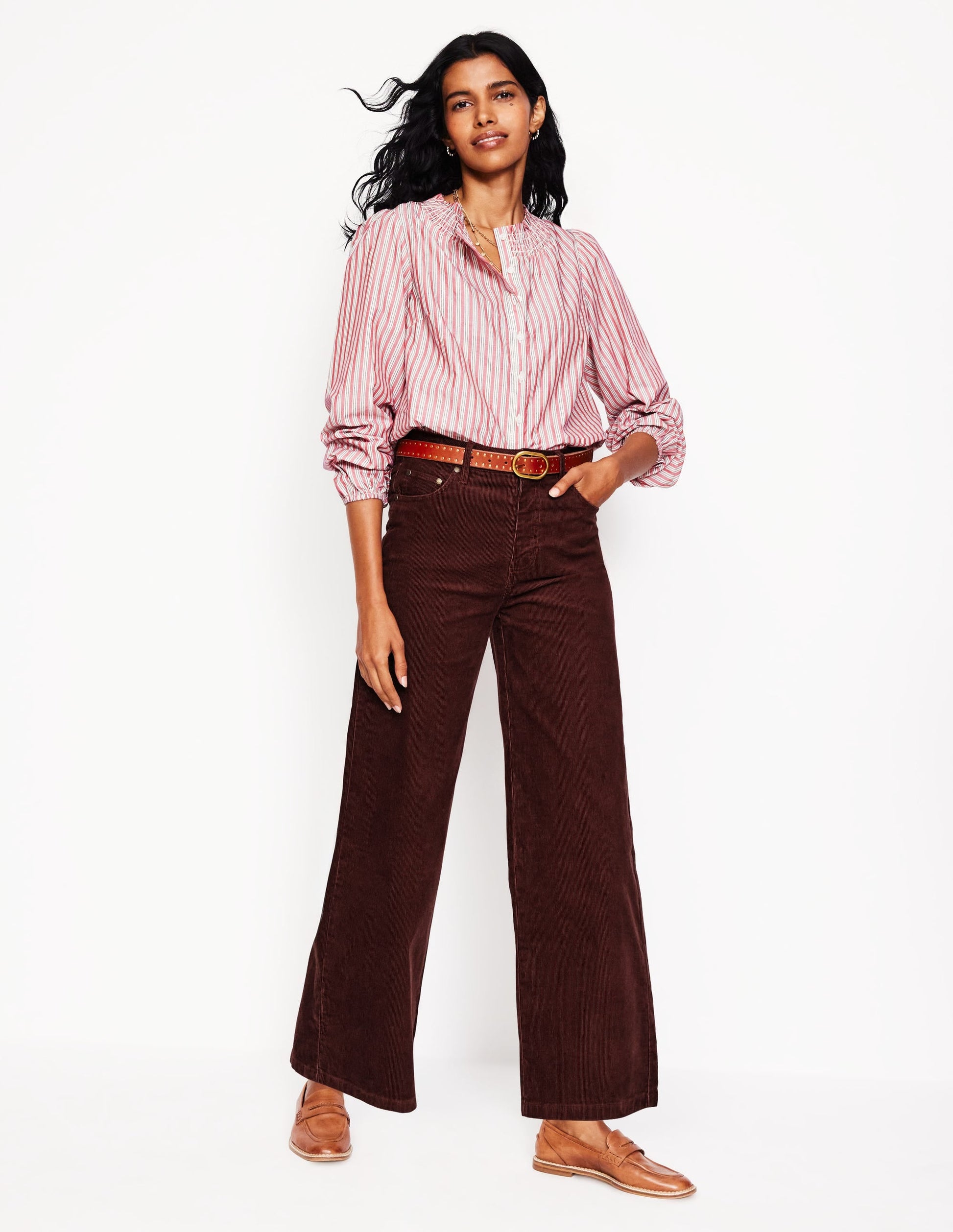 5 Pocket Cord Crop Jeans-Chestnut-1