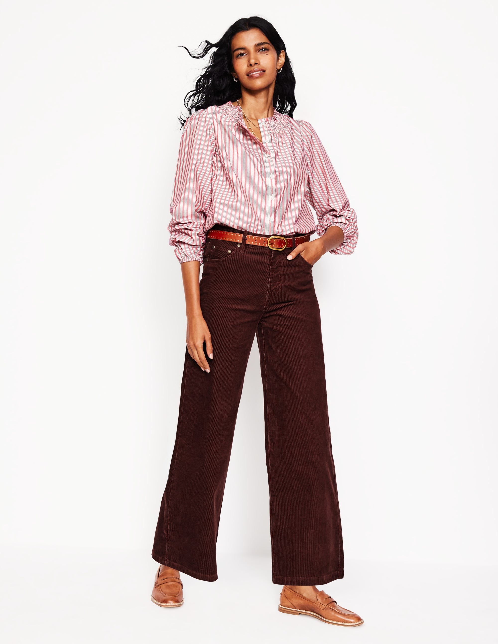 5 Pocket Cord Crop Jeans-Chestnut - Image 1