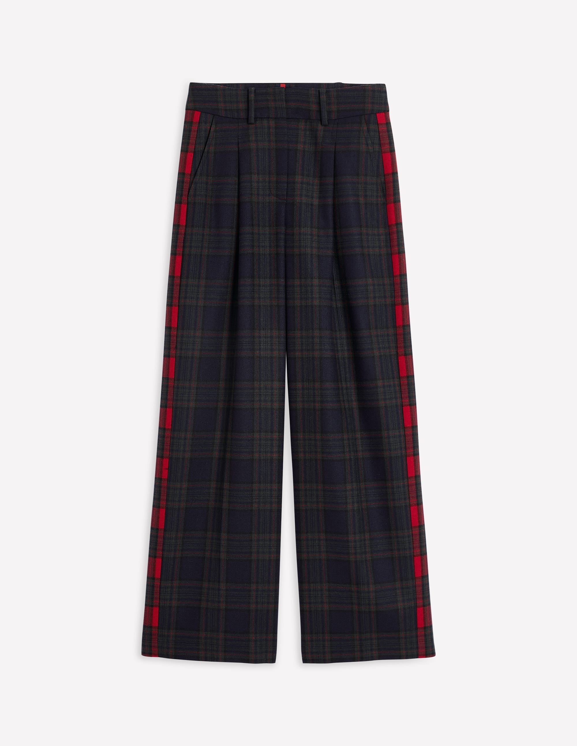 Chiswick Wool-Blend Trousers-Navy and Green Check - Image 10