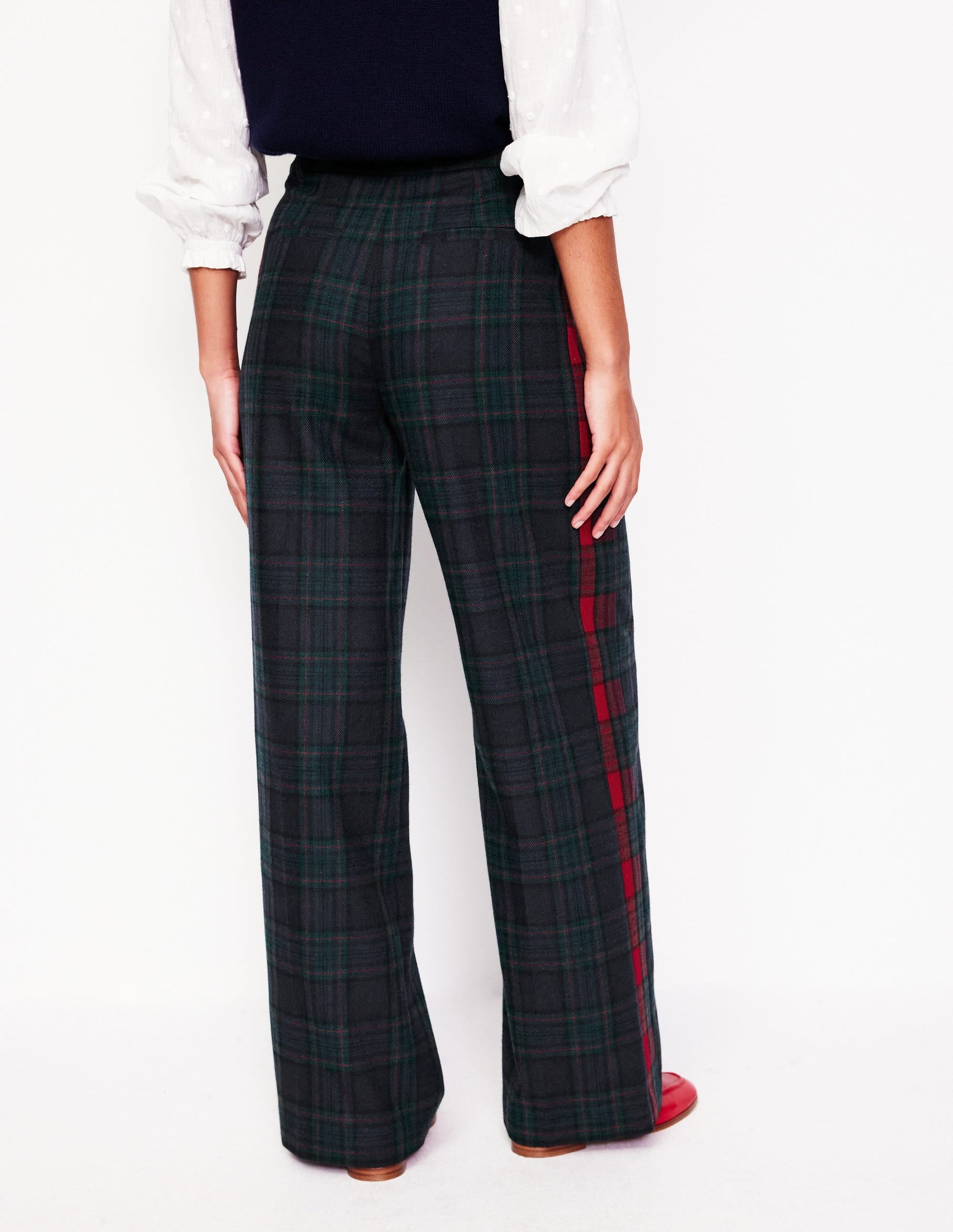 Chiswick Wool-Blend Trousers-Navy and Green Check-3