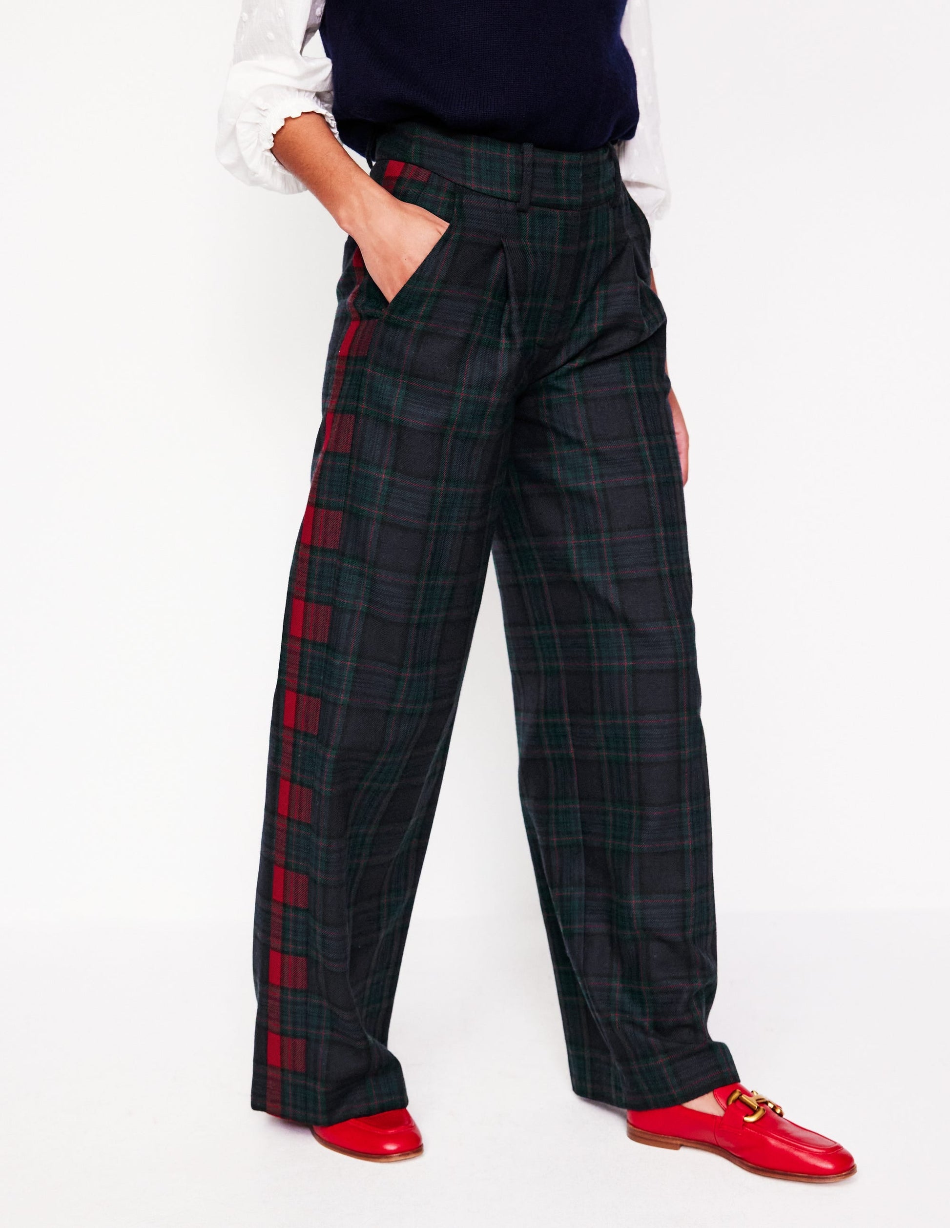 Chiswick Wool-Blend Trousers-Navy and Green Check-4