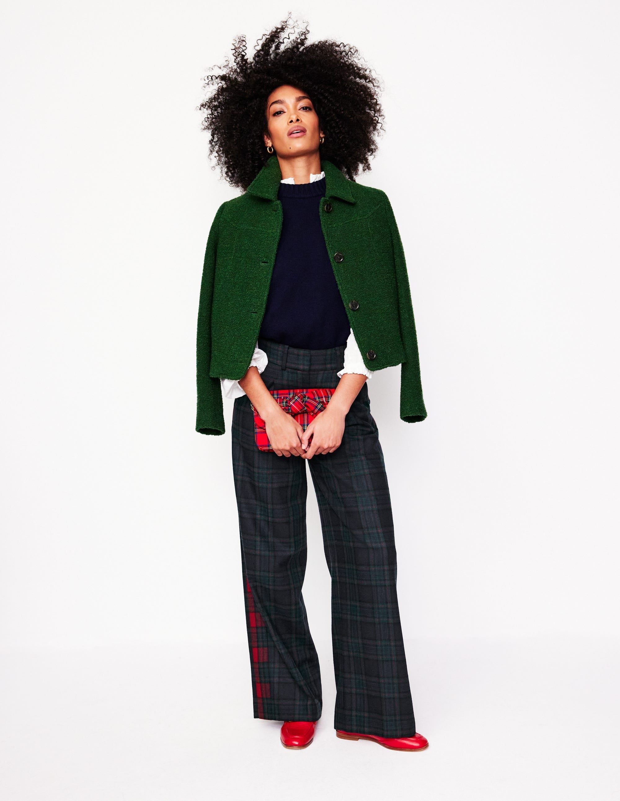 Chiswick Wool-Blend Trousers-Navy and Green Check - Image 5