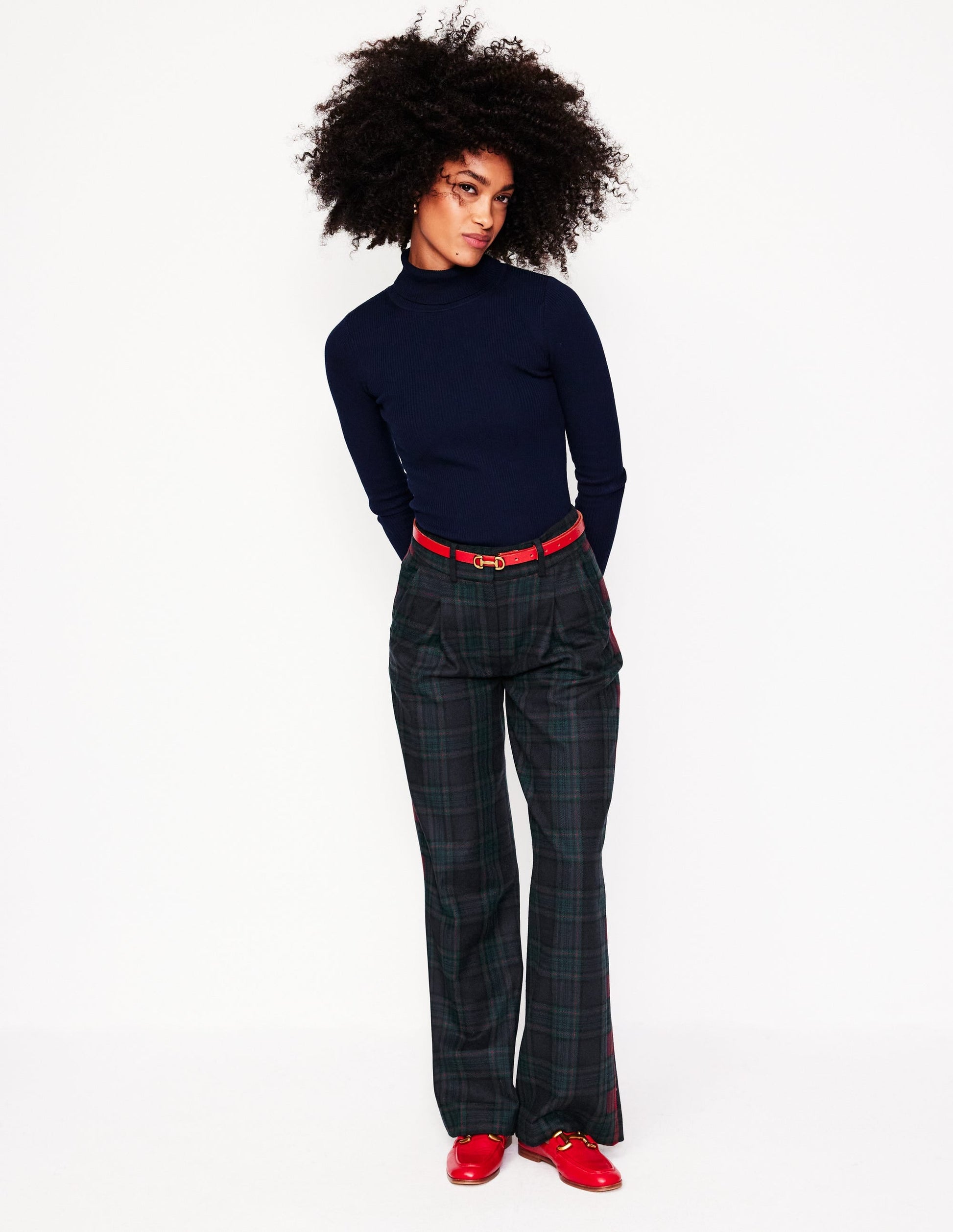Chiswick Wool-Blend Trousers-Navy and Green Check-6