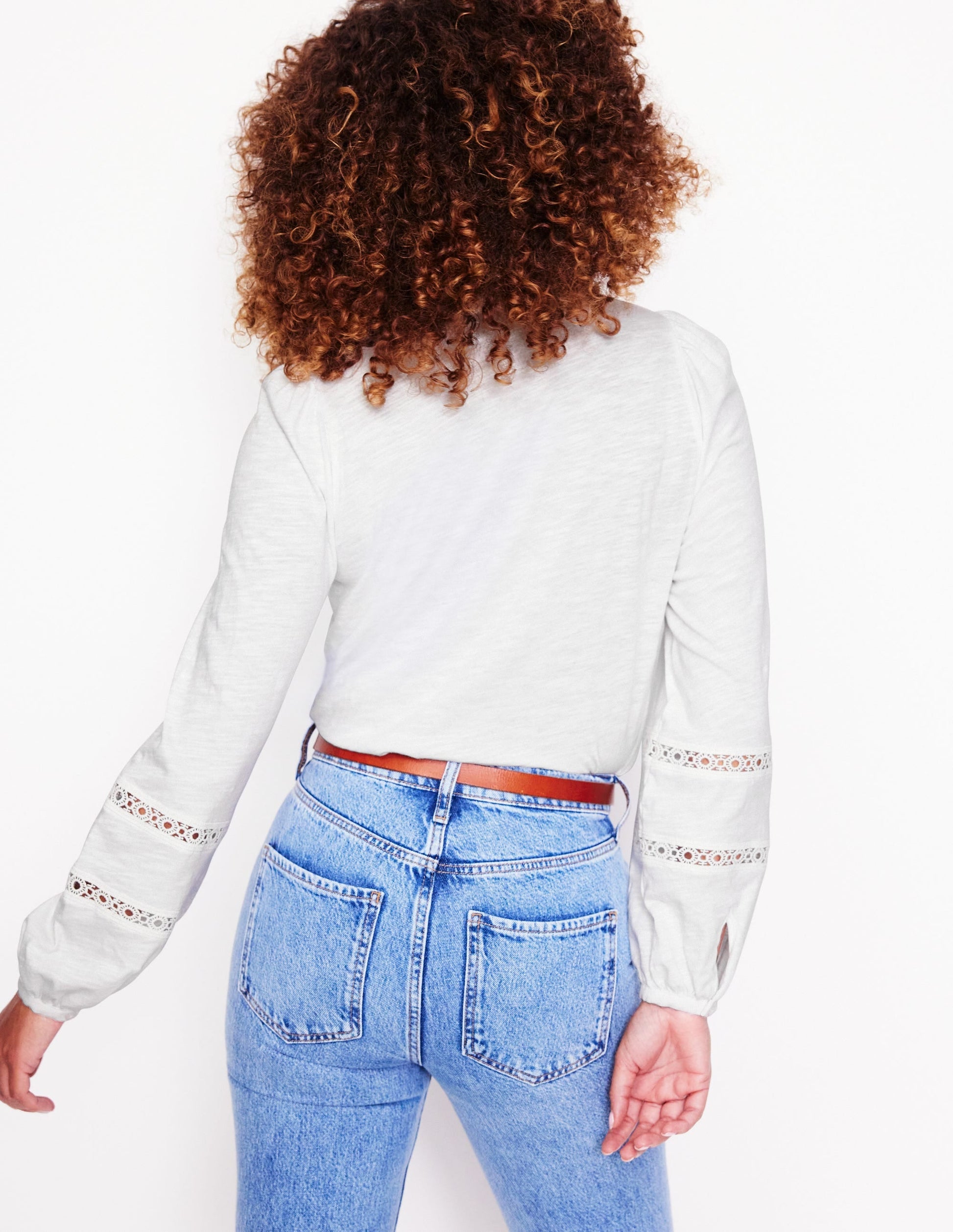 Marina Embroidered Shirt-White, Lace Trim-3