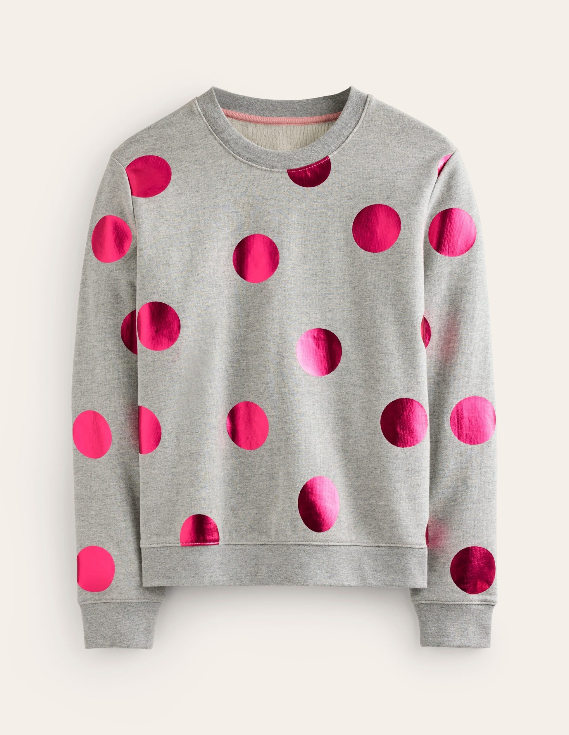 Hannah Printed Sweatshirt-Grey Marl, Pink Spot-7