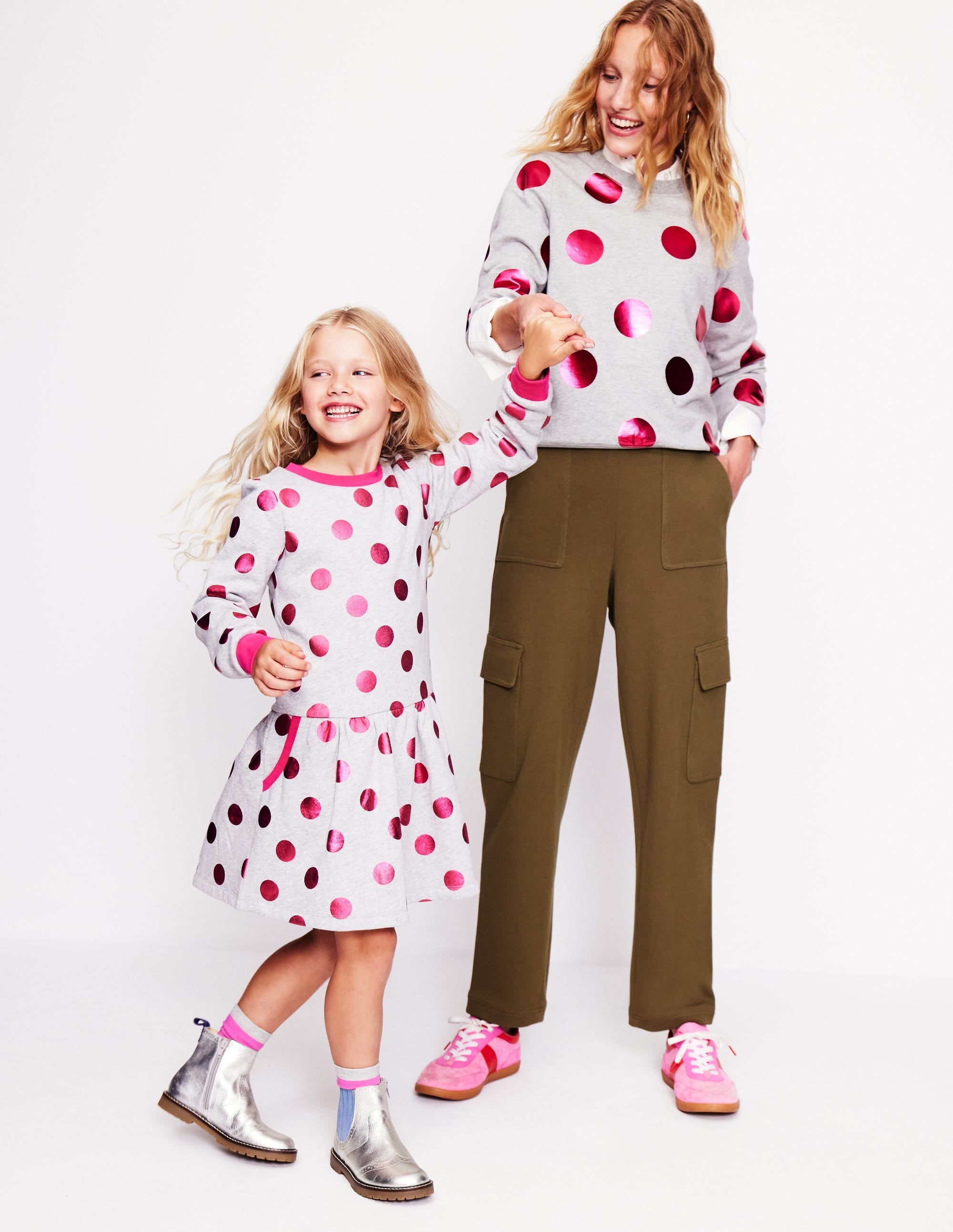 Hannah Printed Sweatshirt-Grey Marl, Pink Spot - Image 6