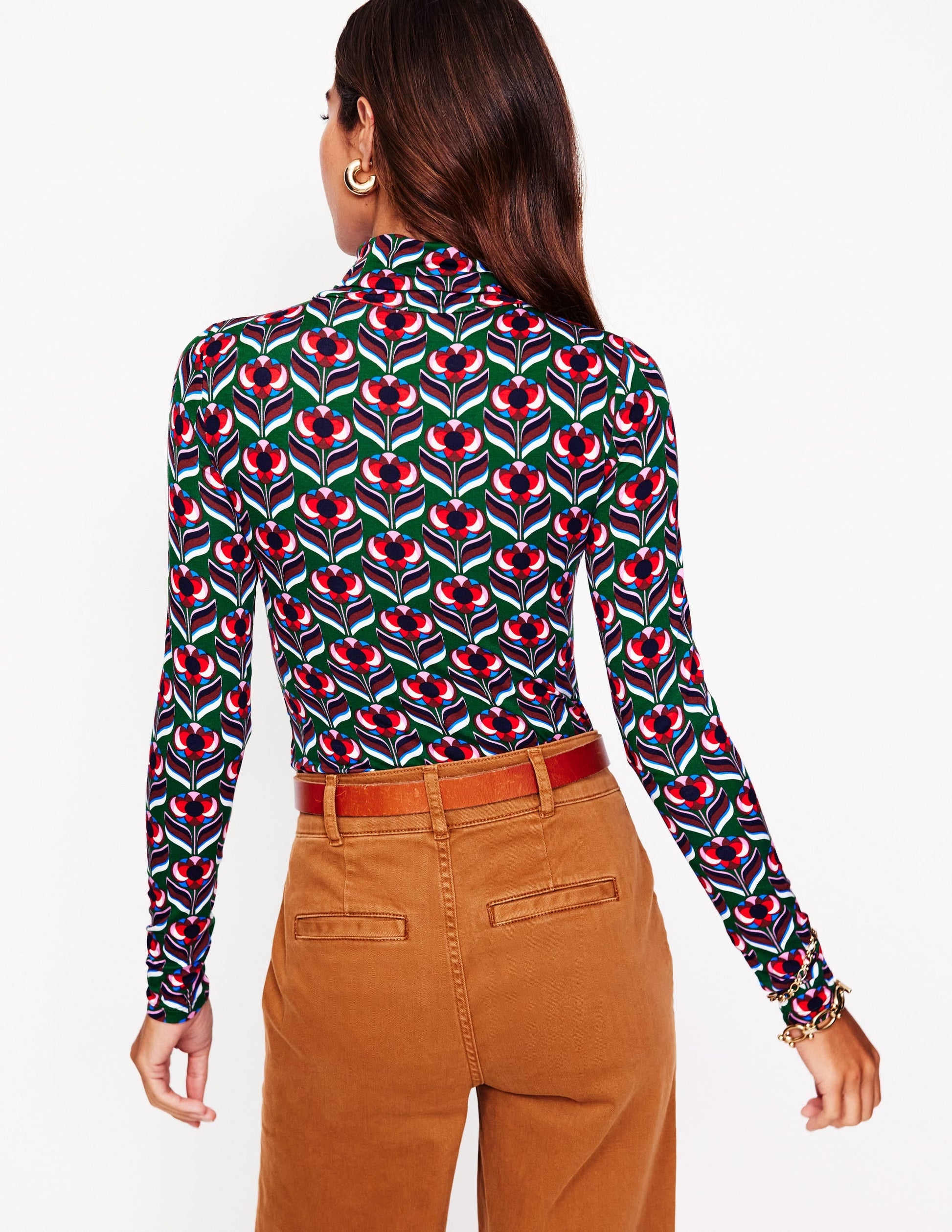 Polly Jersey Top-Pine, Blossom Stamp-3