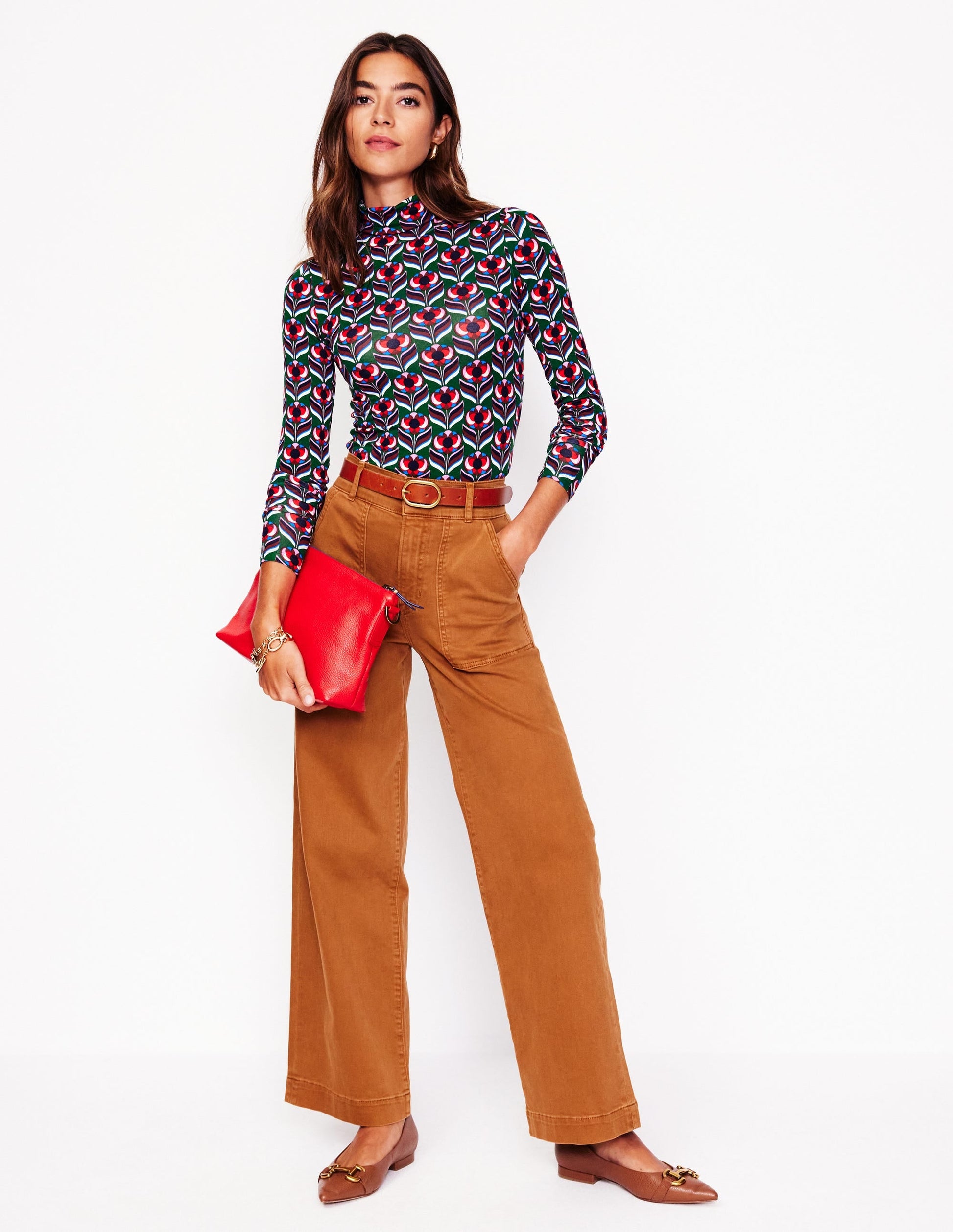 Polly Jersey Top-Pine, Blossom Stamp-4