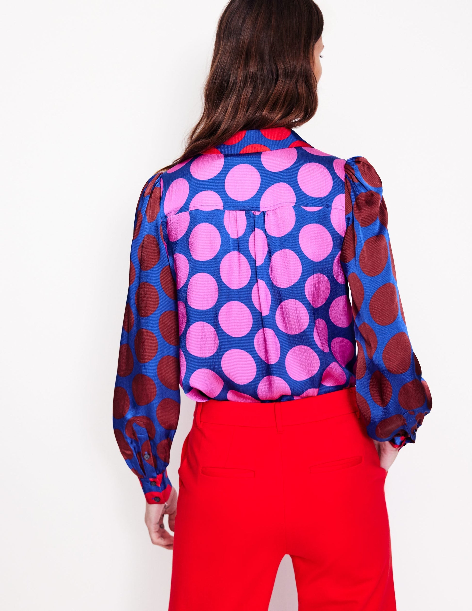 Hammered Satin Shirt-Tickled Pink, Spot-3