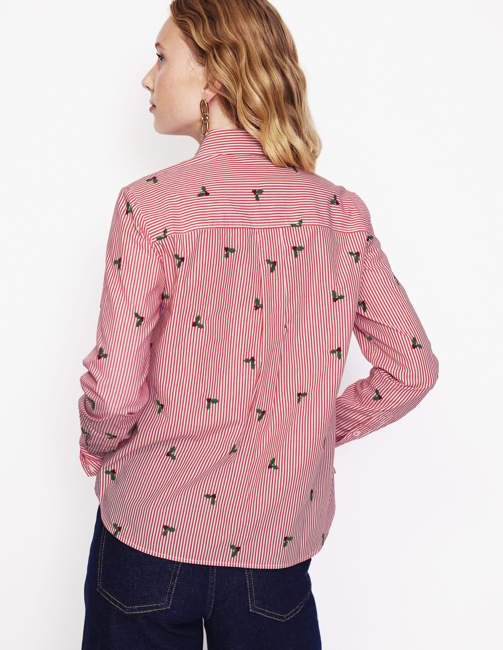 Sienna Embroidered Shirt-Holly, Red Stripe-3
