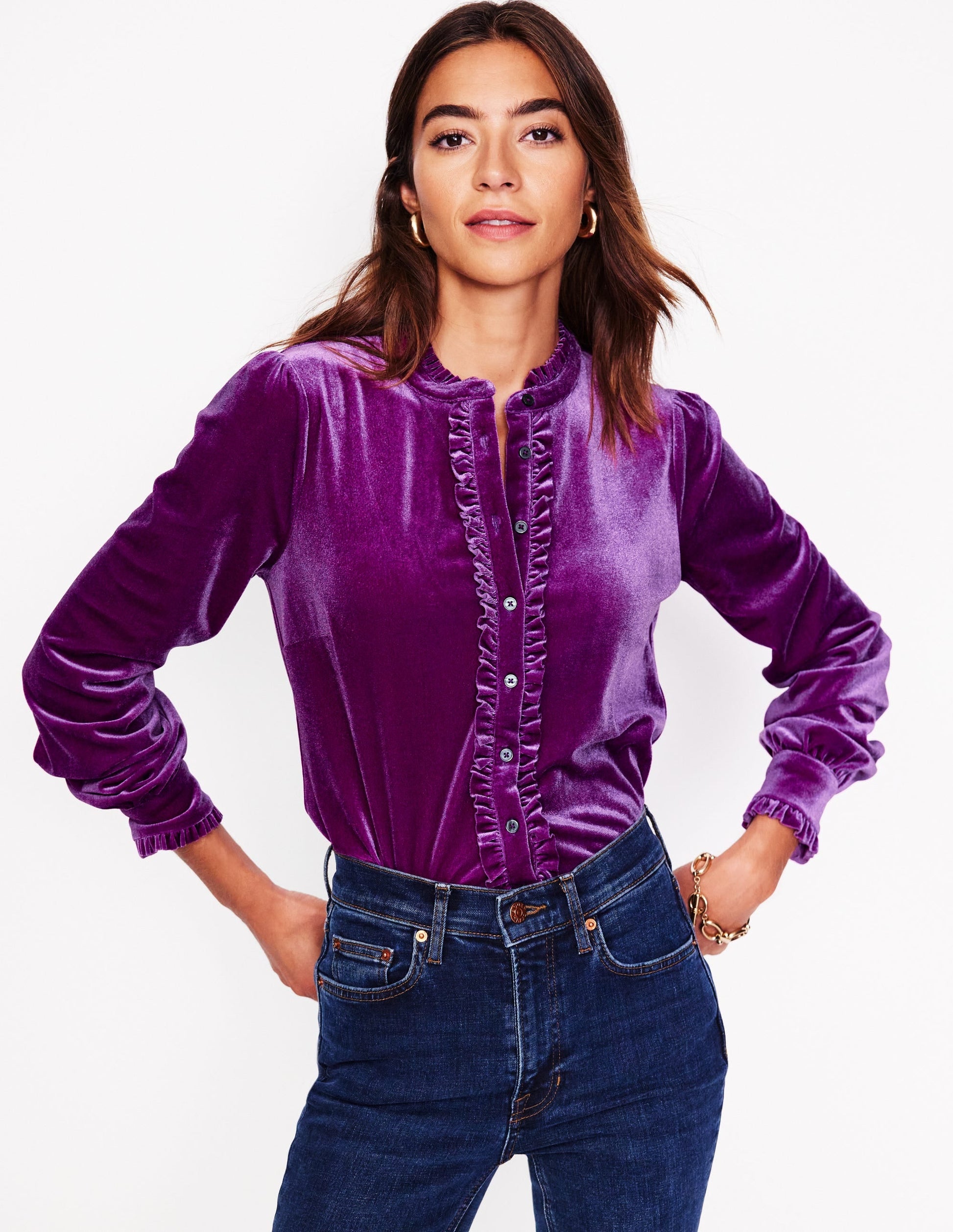 Caroline Jersey Velvet Shirt-Regal Purple-1