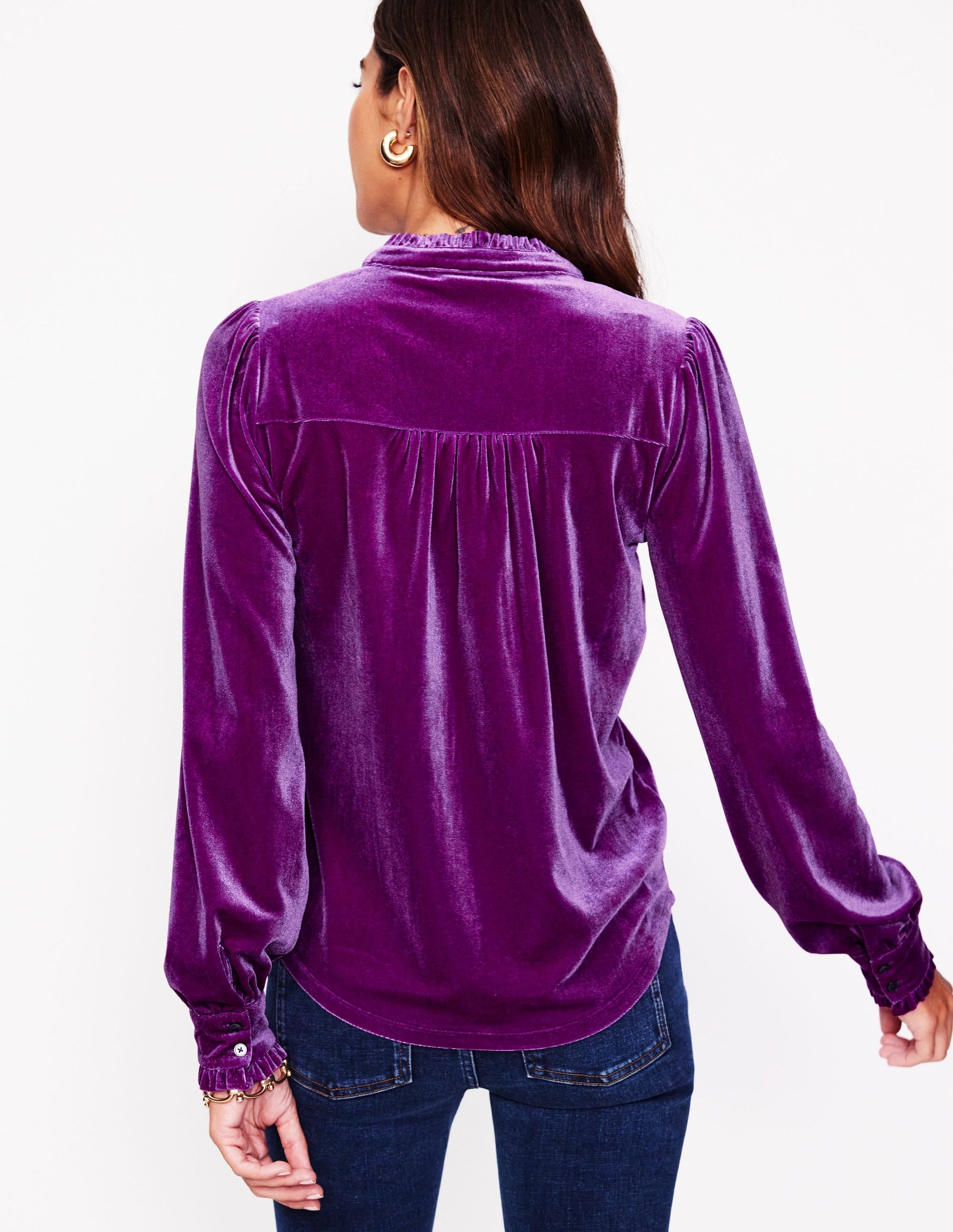 Caroline Jersey Velvet Shirt-Regal Purple-3