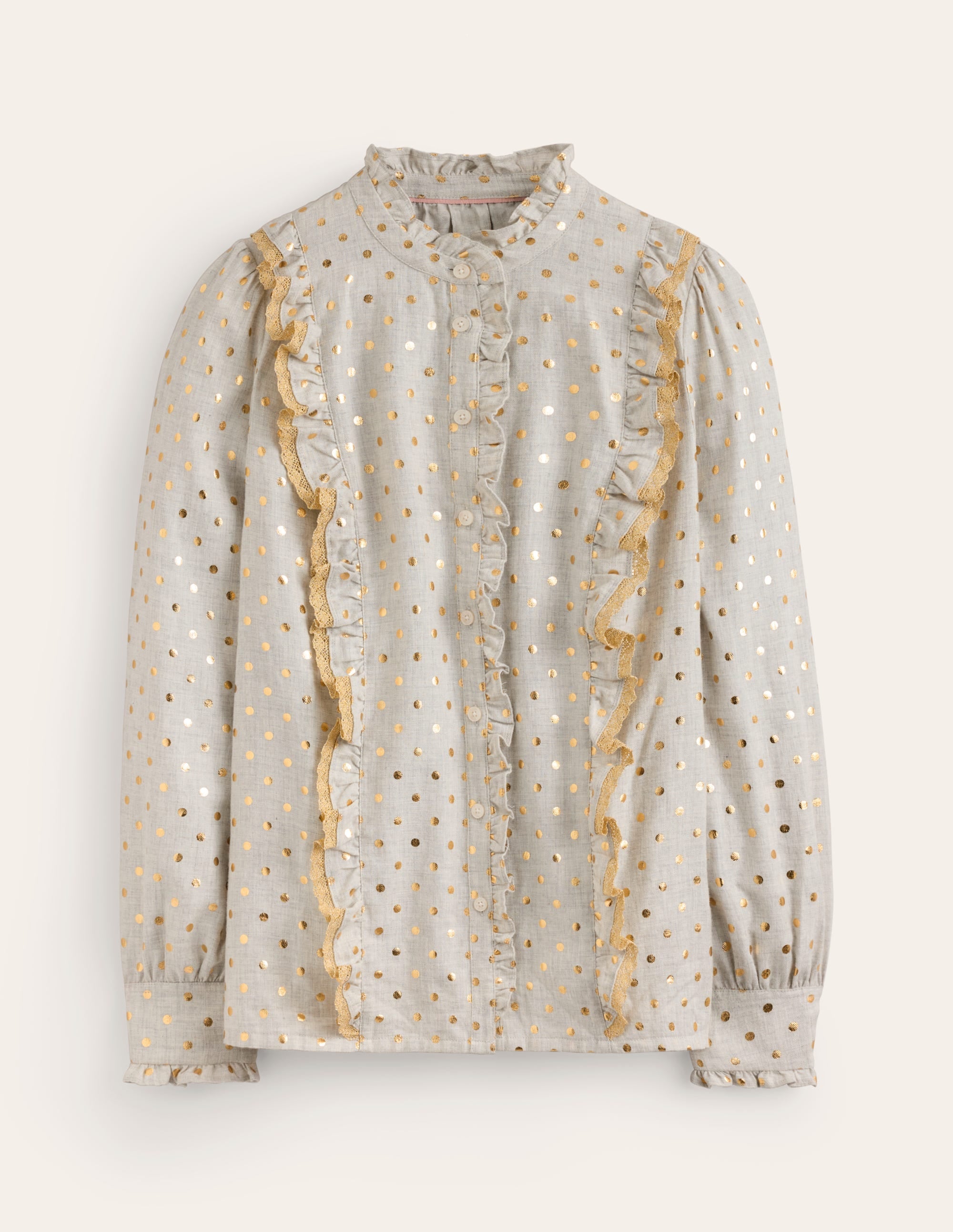 Isla Frill Detail Blouse-Metallic Spot - Image 6