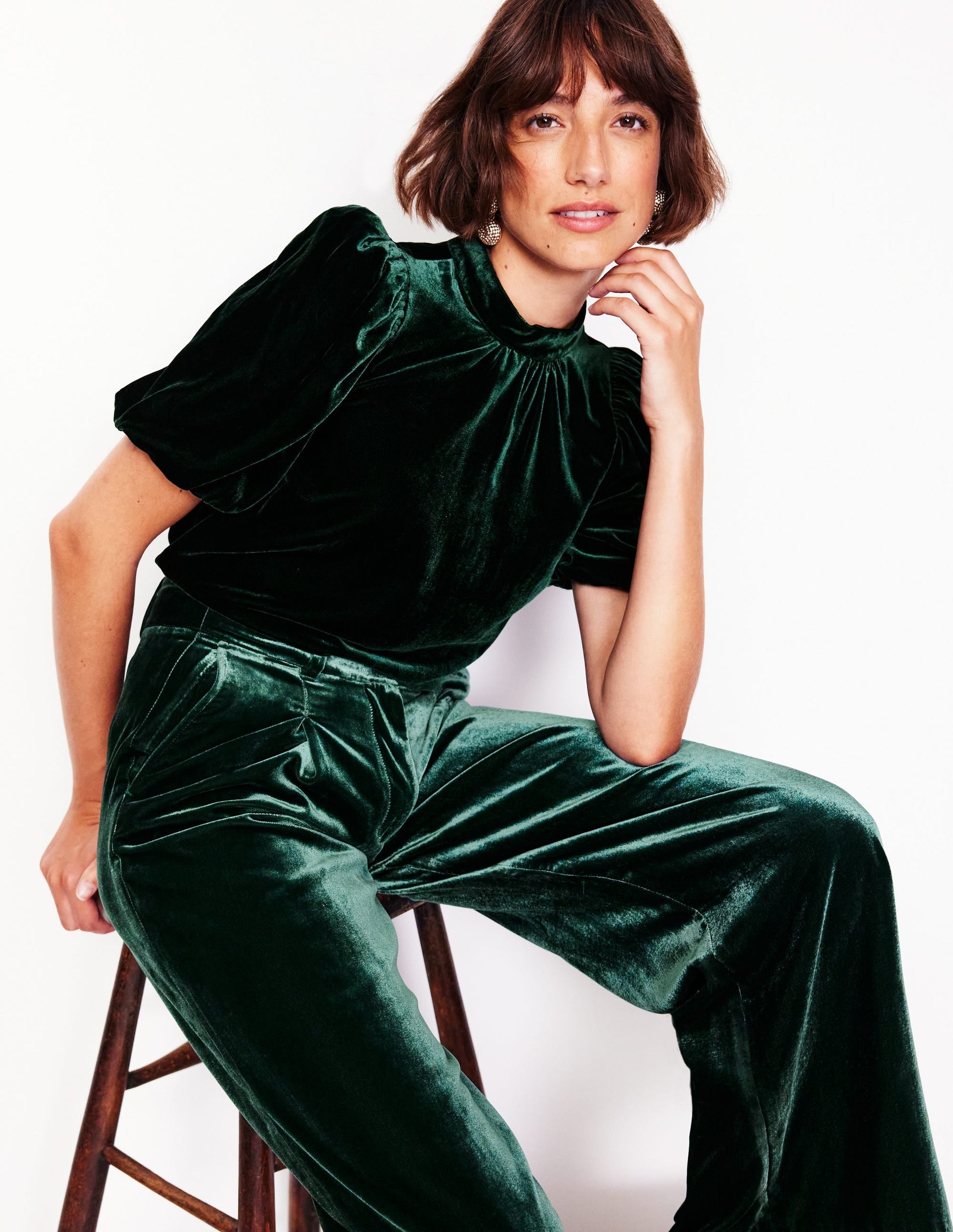 Puff Sleeve Velvet Top-Glade-1