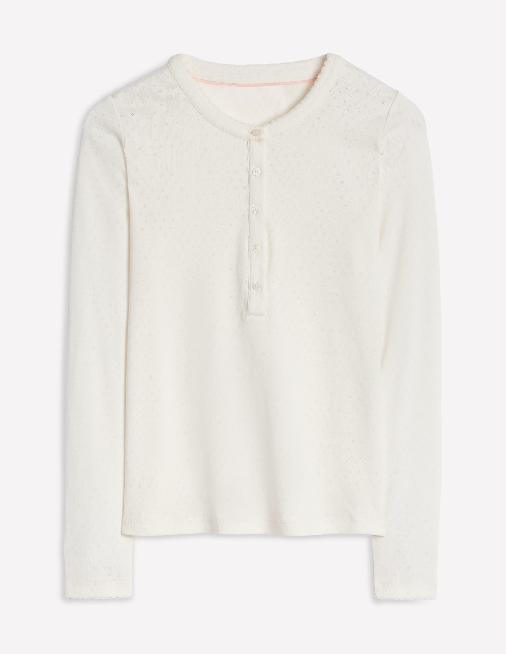Pointelle Henley Top-Ivory-5