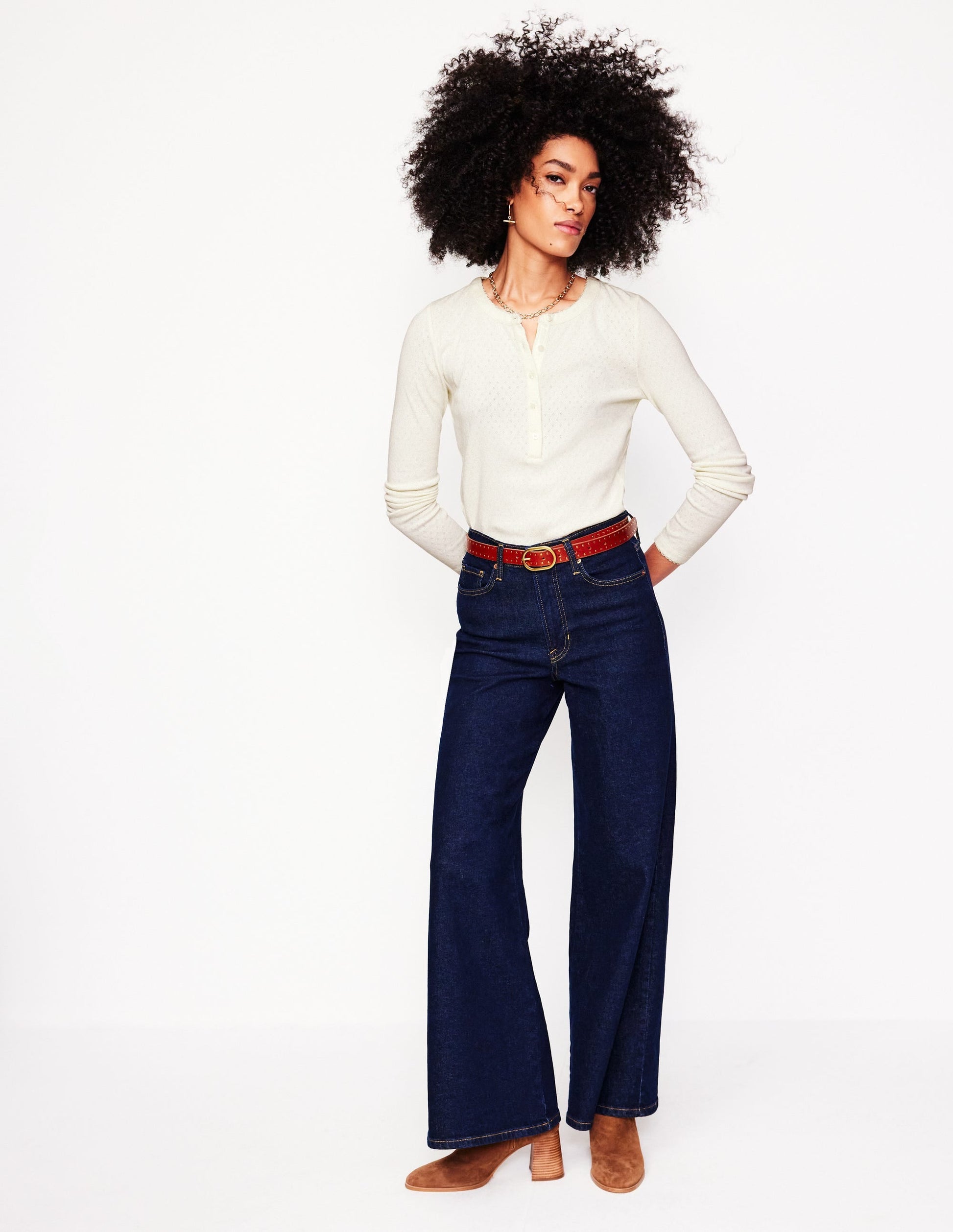 Pointelle Henley Top-Ivory-4