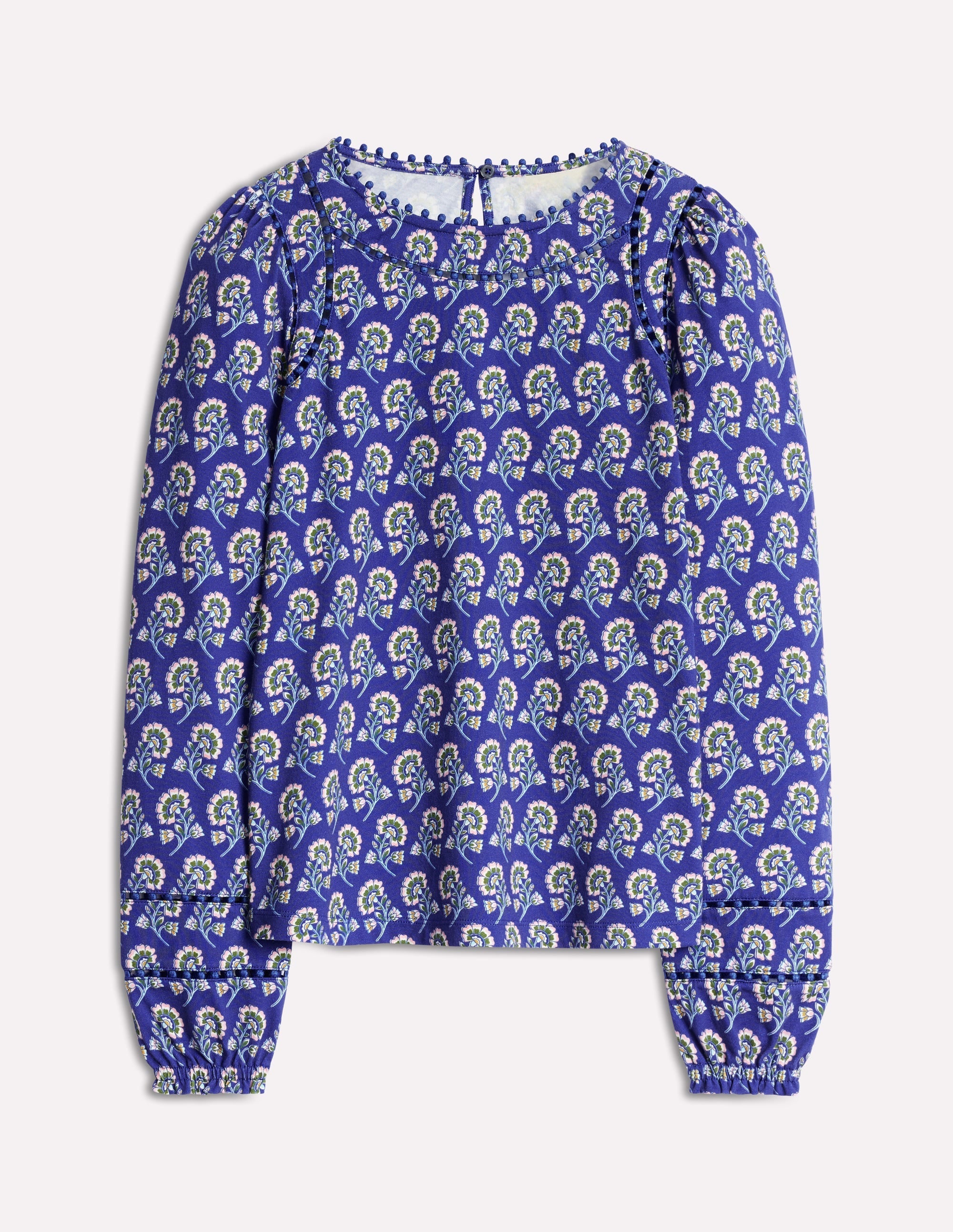 Mila Long Sleeve Top-Sapphire Blue, Azalea Sprig - Image 5