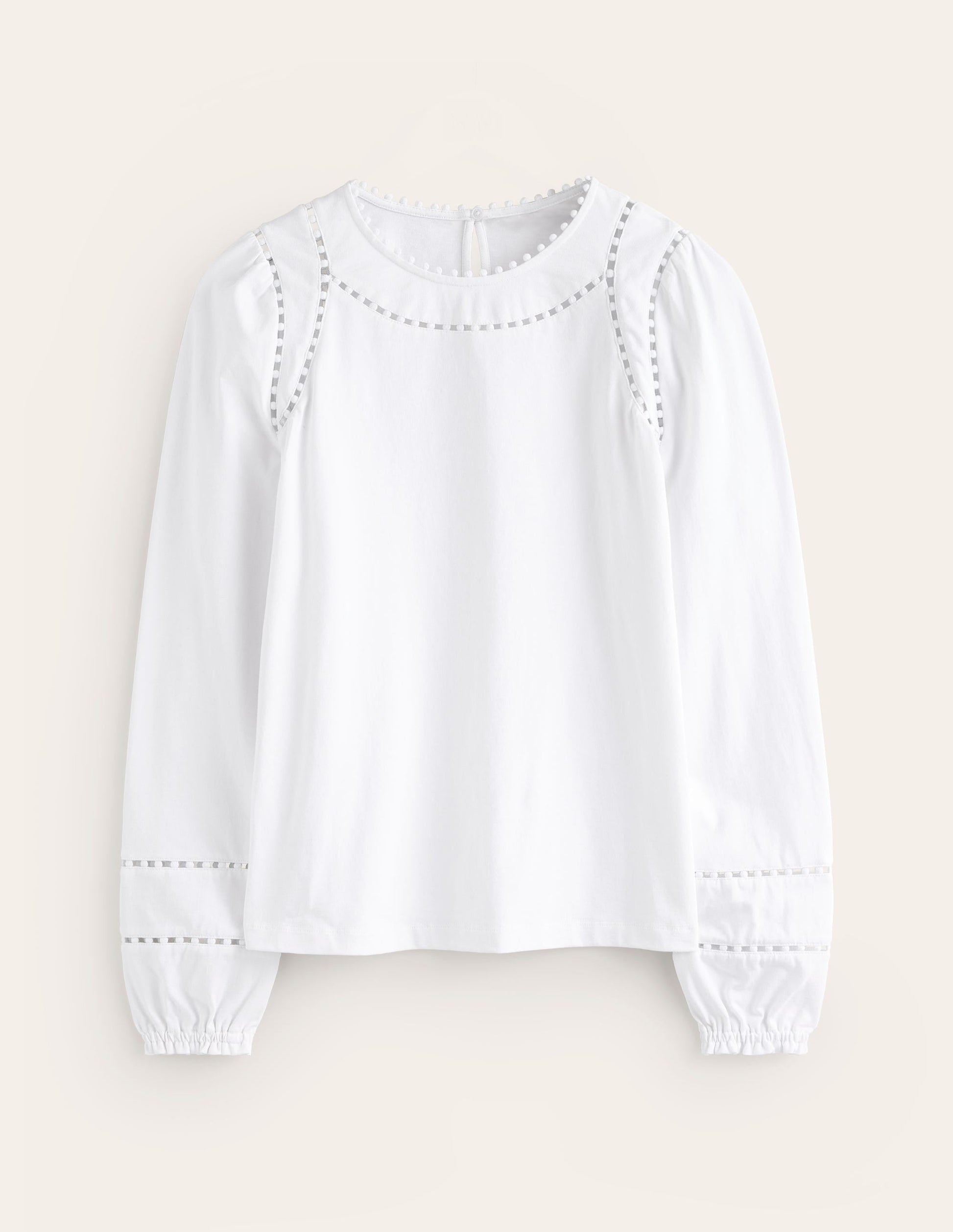 Mila Long Sleeve Top-White-5