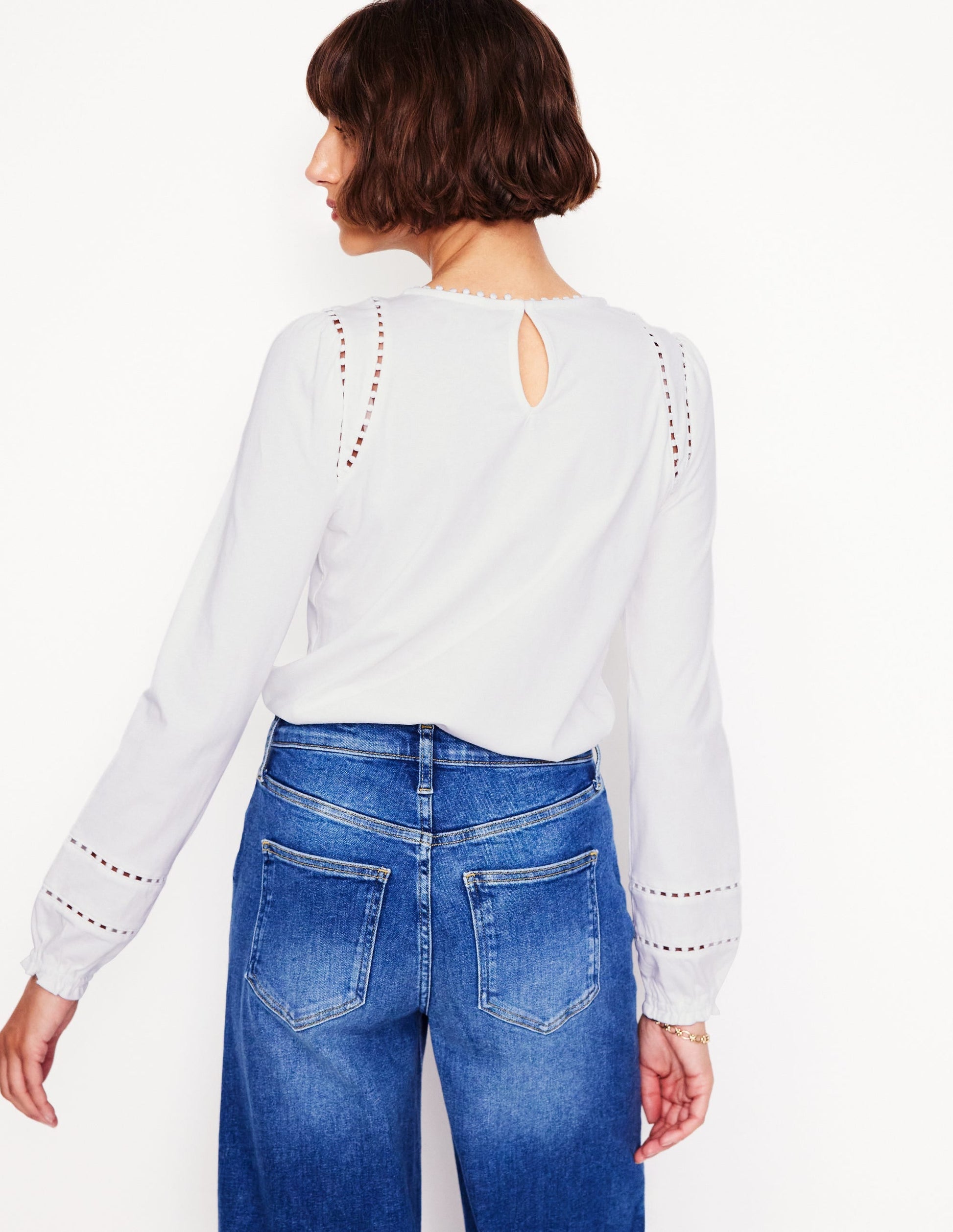 Mila Long Sleeve Top-White-3