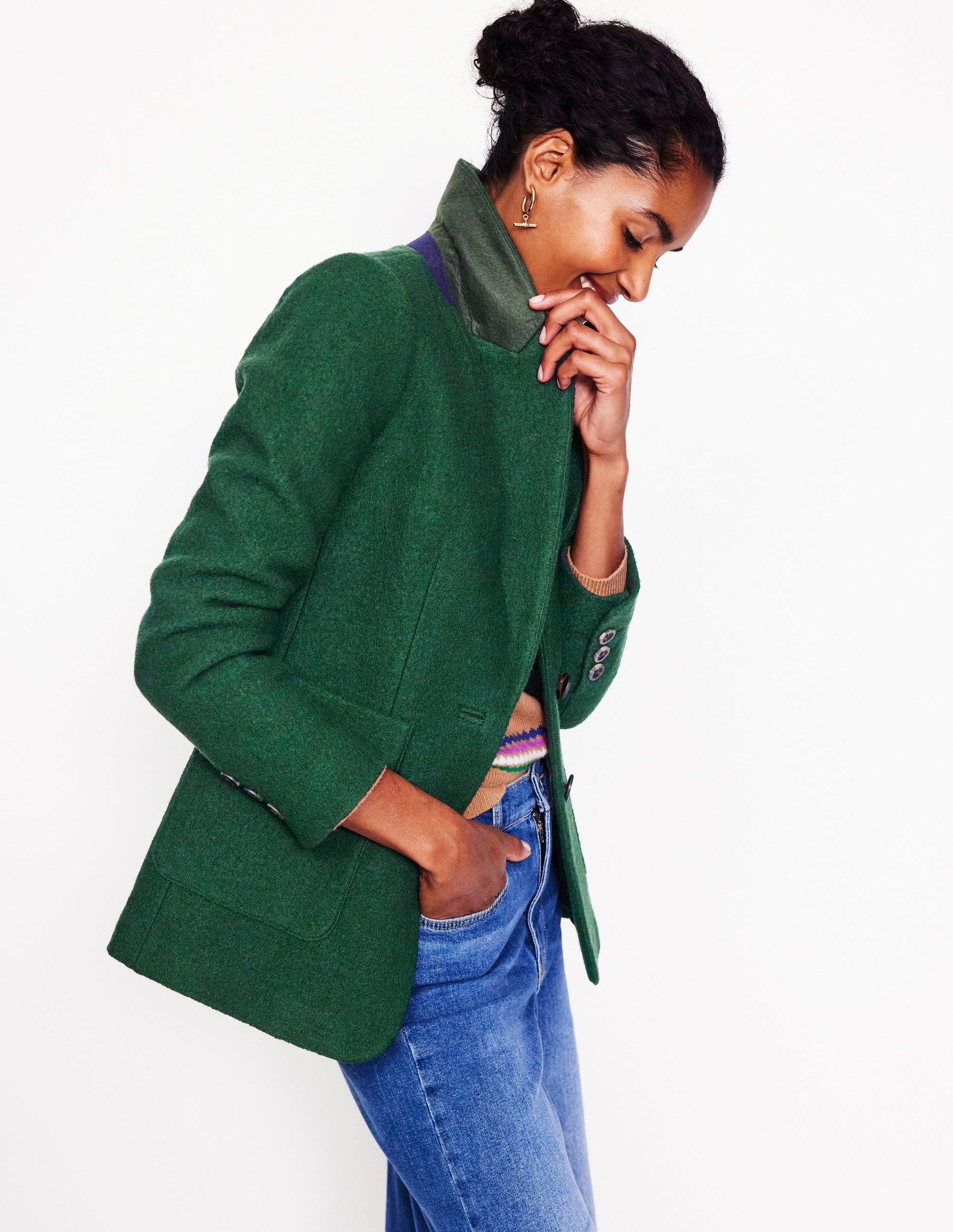 Marylebone Textured Blazer-Dark Green-1