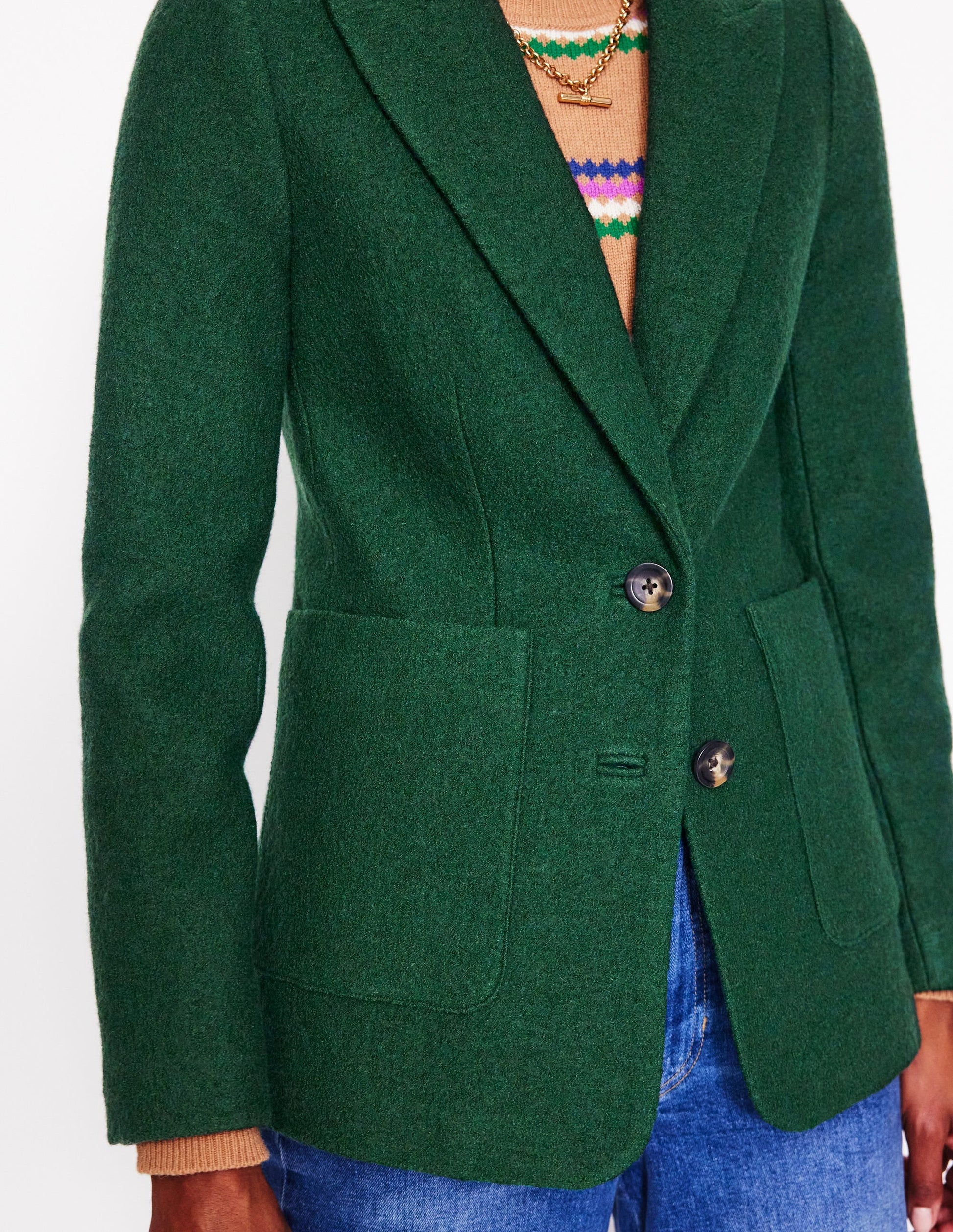 Marylebone Textured Blazer-Dark Green-2