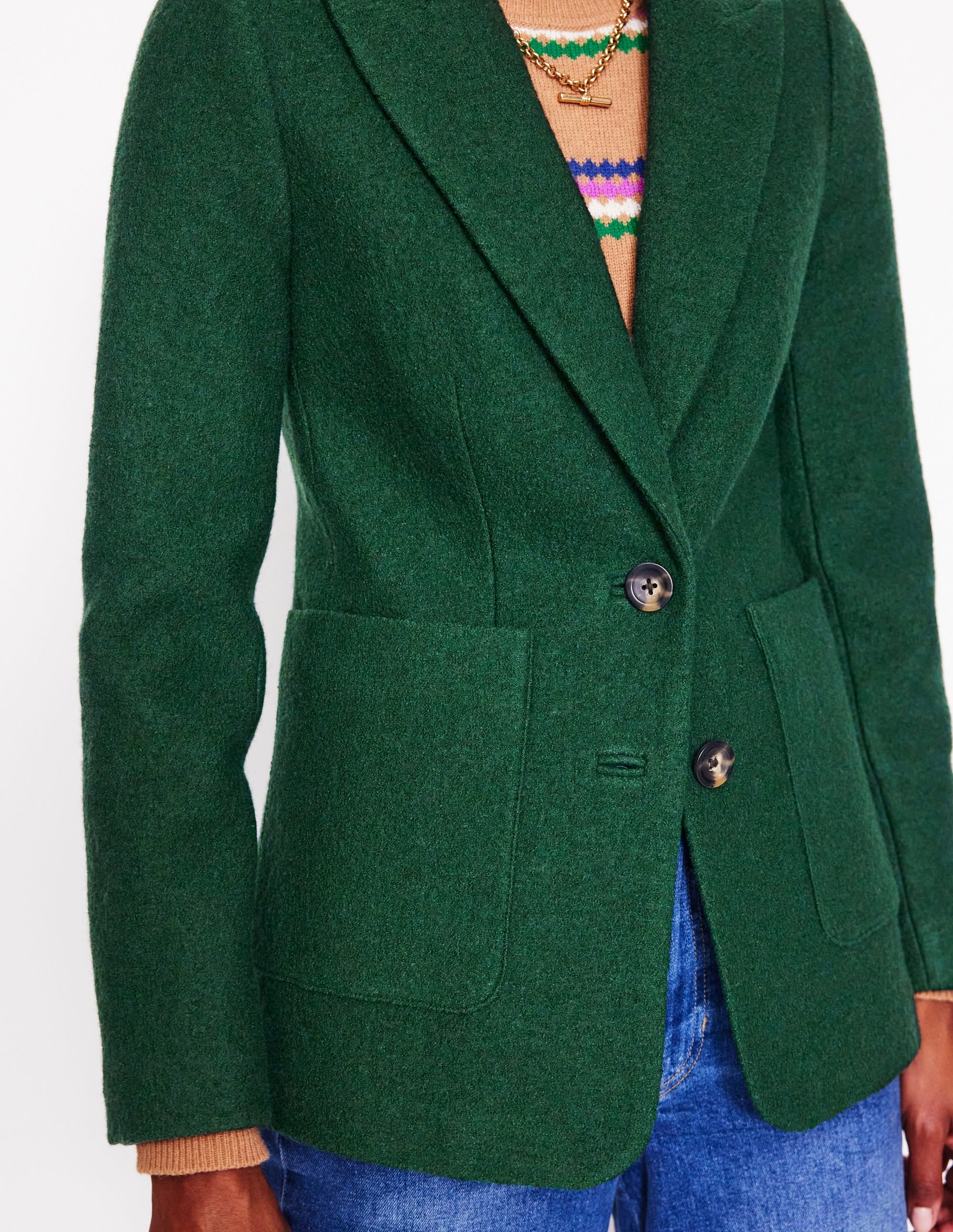 Marylebone Textured Blazer-Dark Green - Image 2