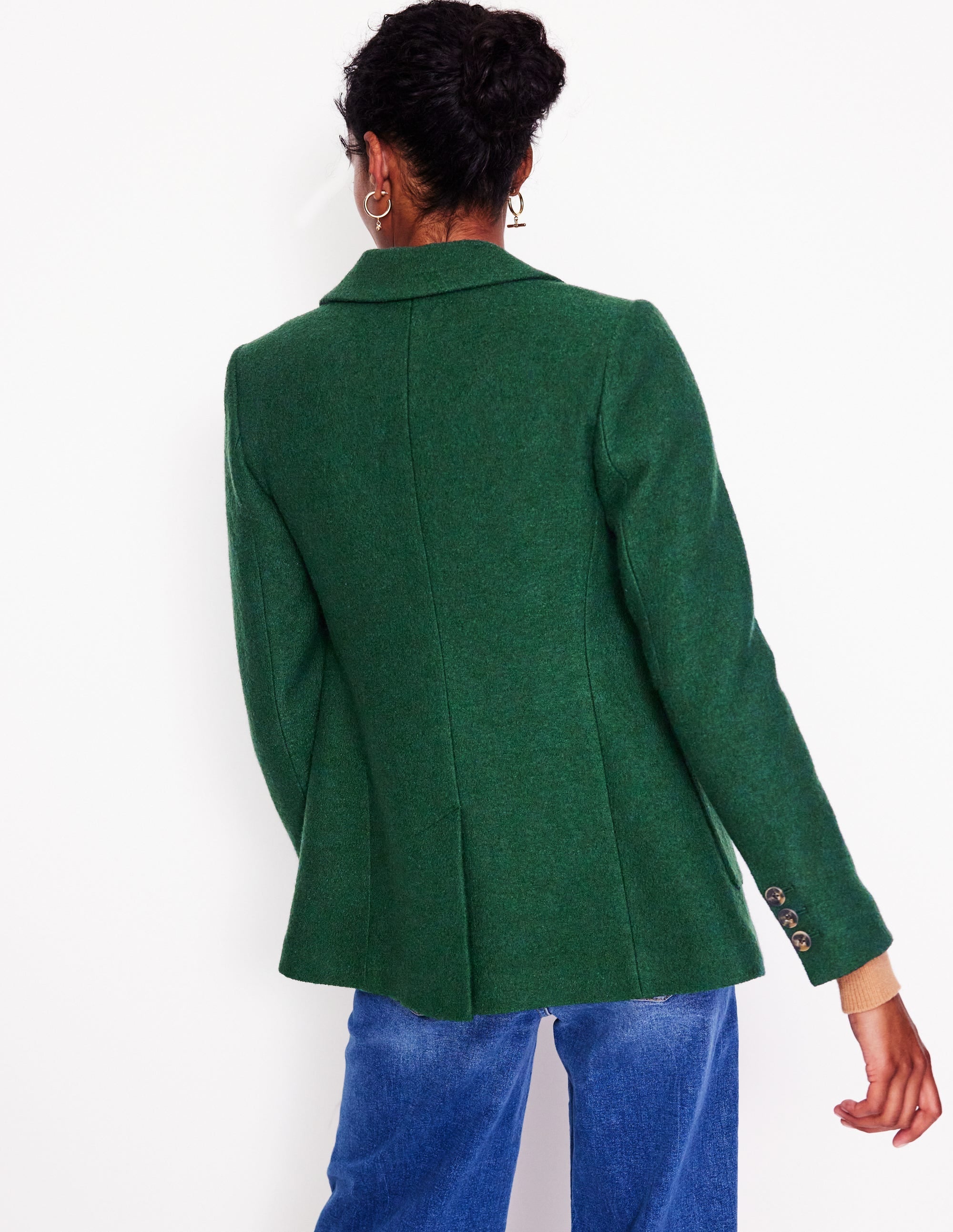 Marylebone Textured Blazer-Dark Green - Image 3