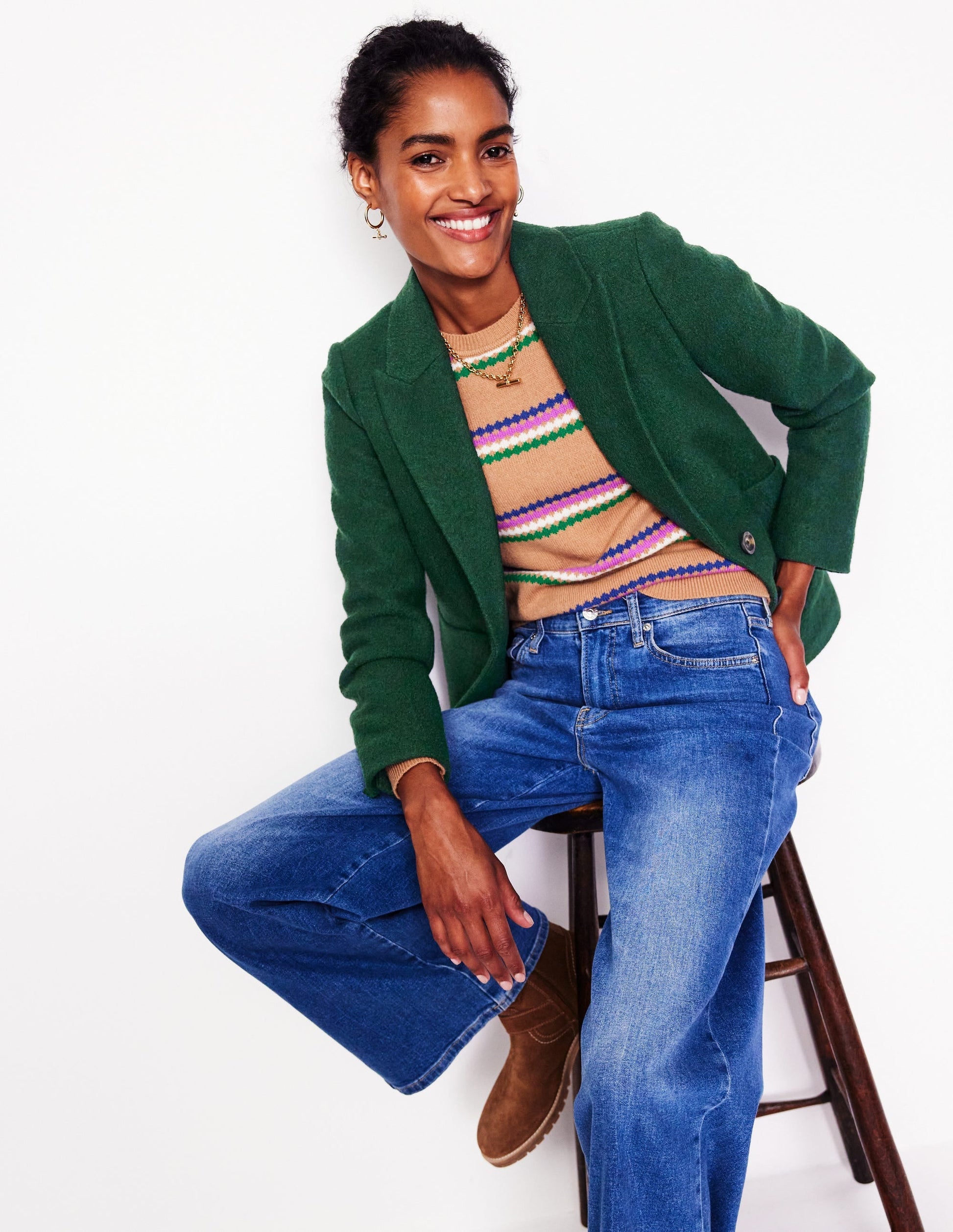 Marylebone Textured Blazer-Dark Green-4