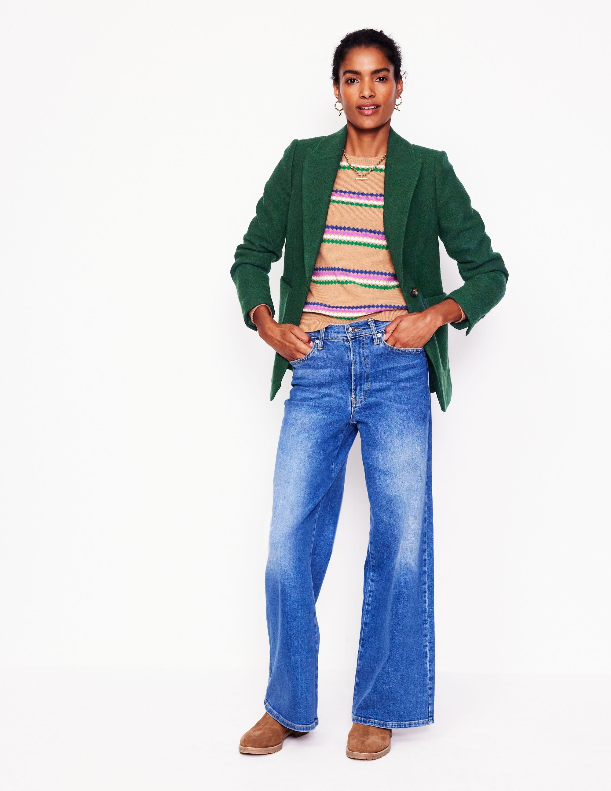 Marylebone Textured Blazer-Dark Green - Image 5