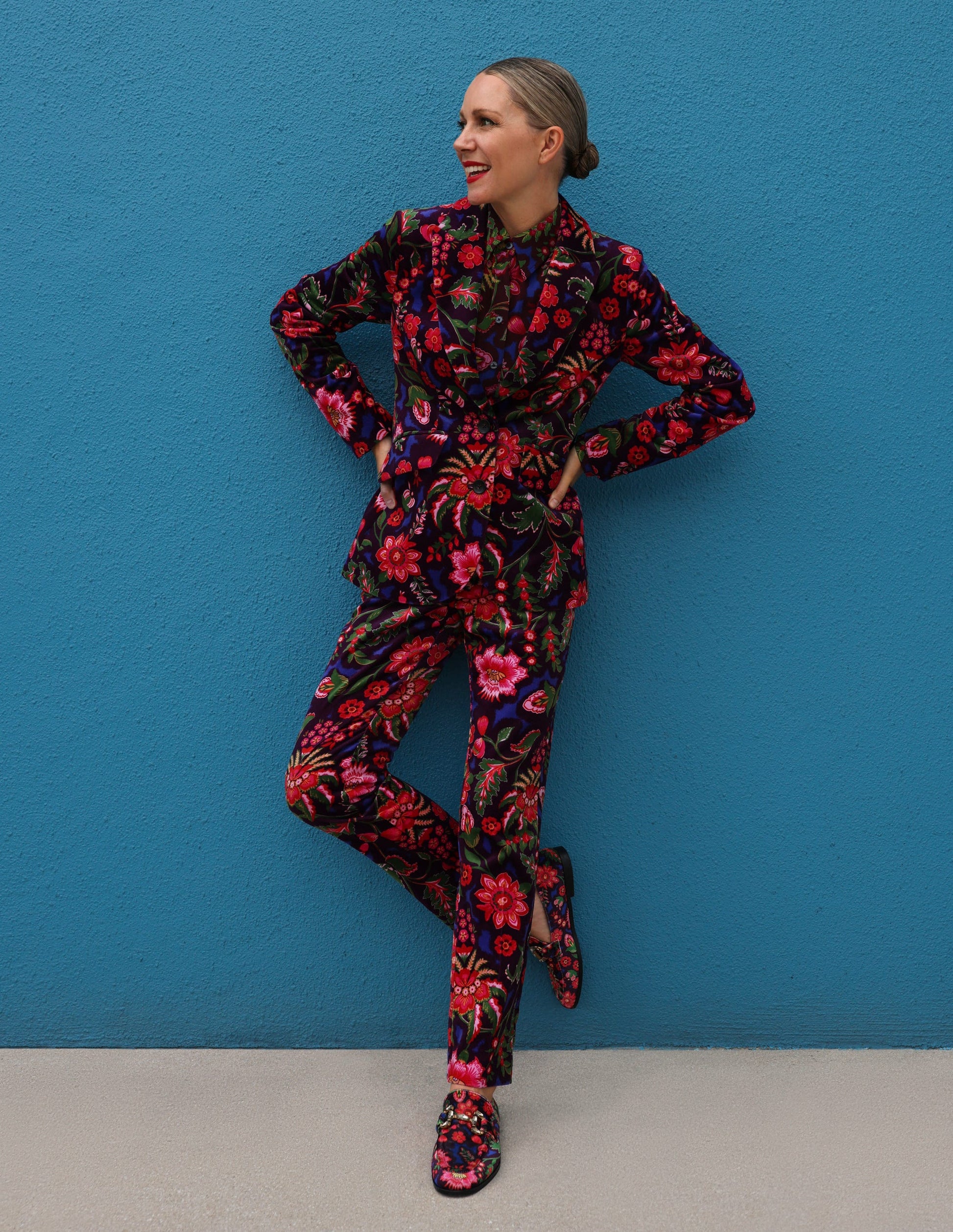 Marylebone Velvet Blazer-Blossom Flourish-6