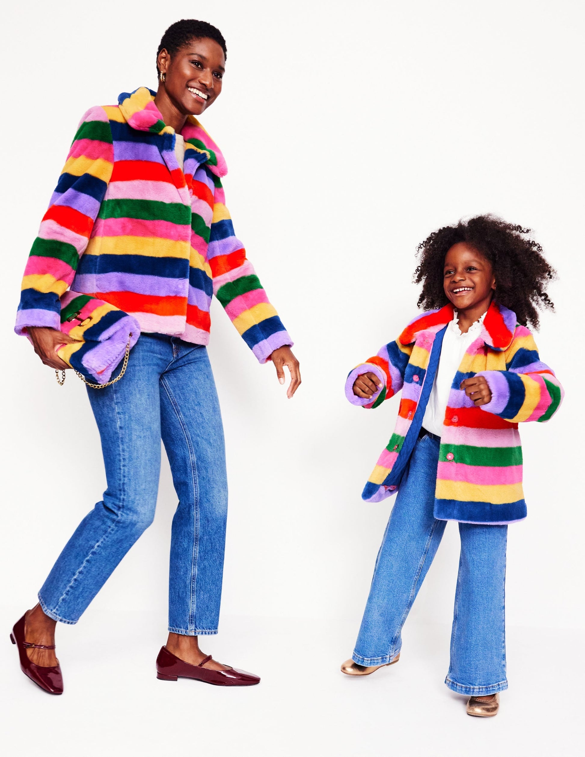 Stripe Faux-Fur Coat-Rainbow Stripe-5