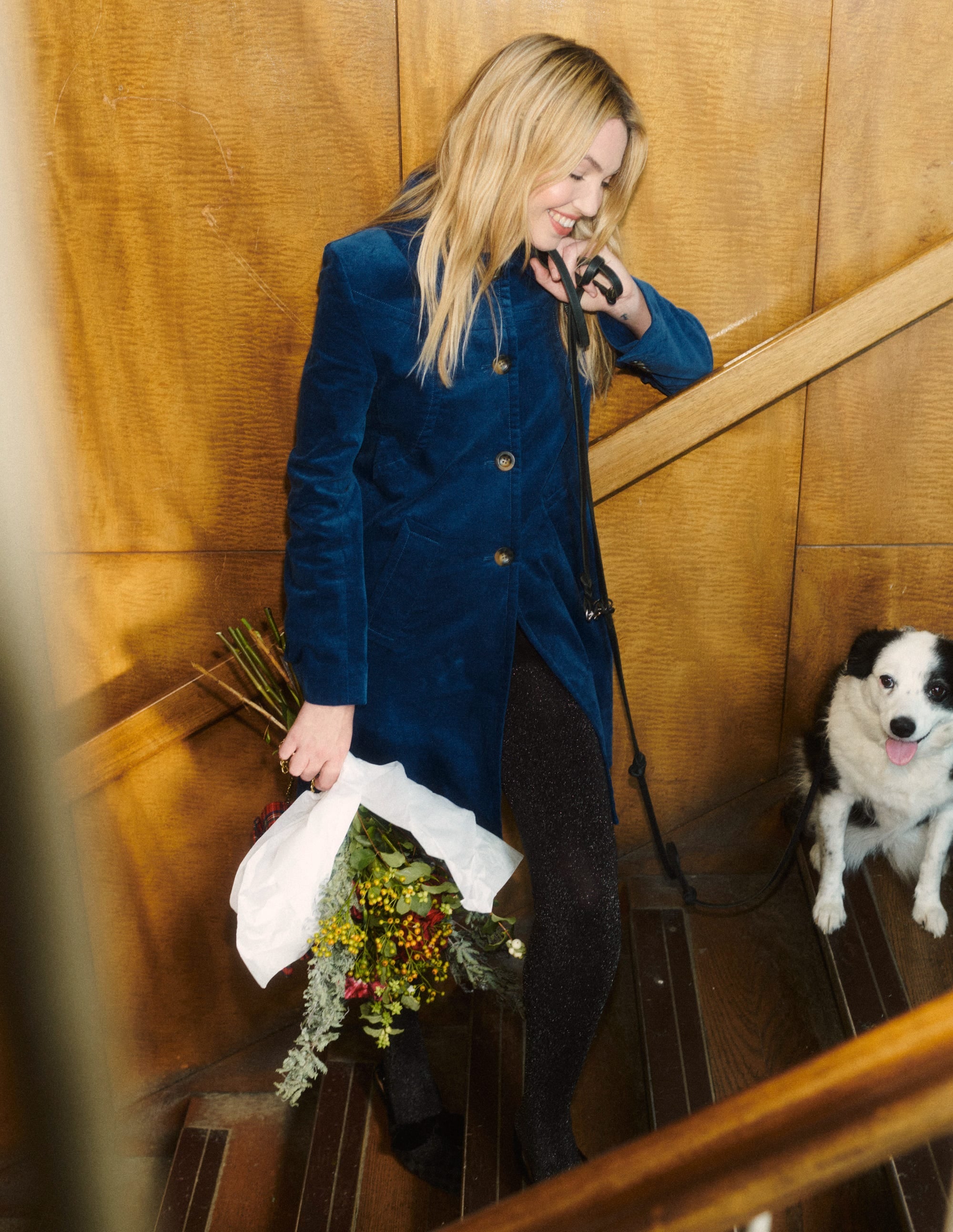 Lincoln Velvet Coat-Blue - Image 5