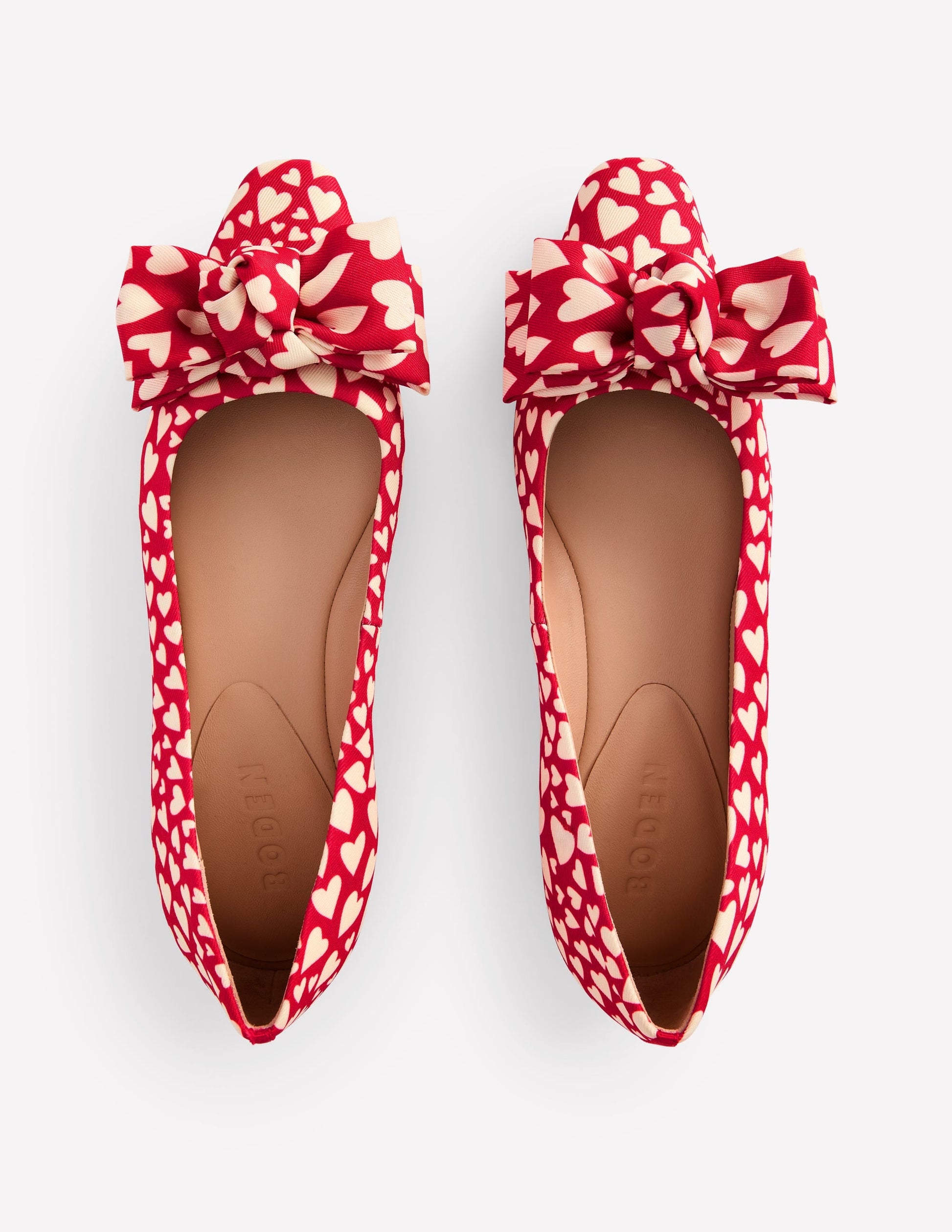 Chisel Toe Ballet Flat-Poppy Red, Heart Cluster-5