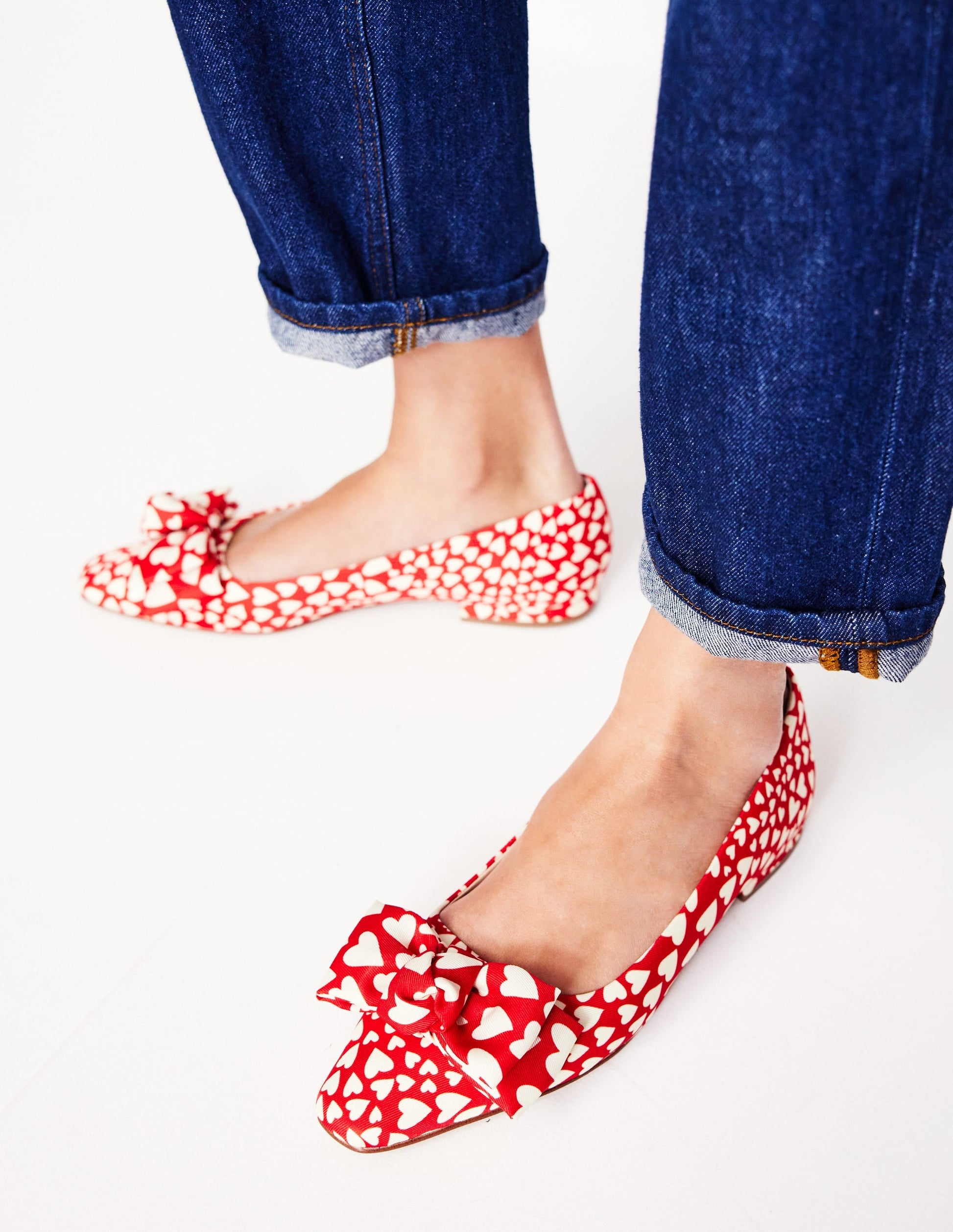 Chisel Toe Ballet Flat-Poppy Red, Heart Cluster-2