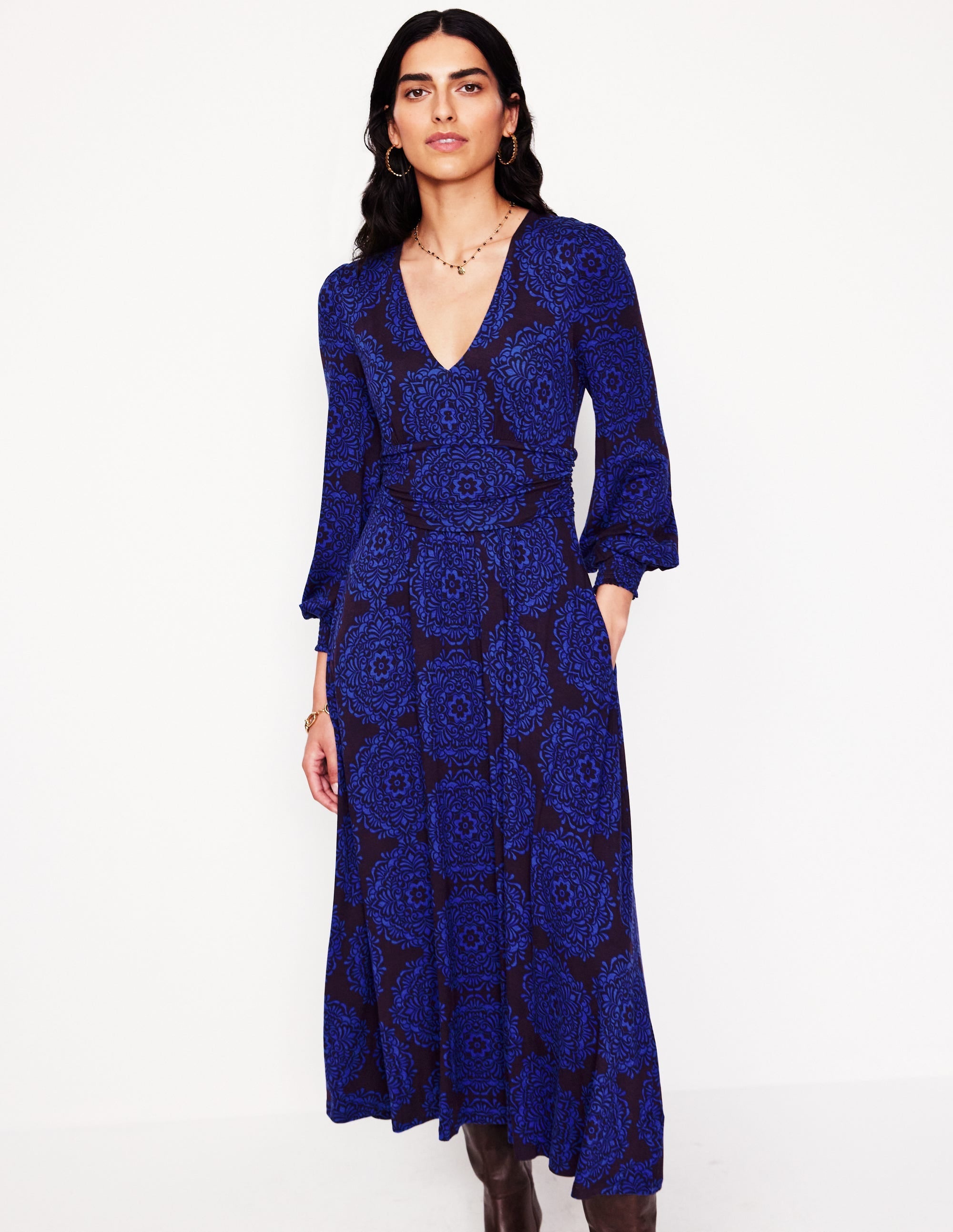 Daphne Jersey Maxi Dress-Purple, Mosaic Cascade - Image 1